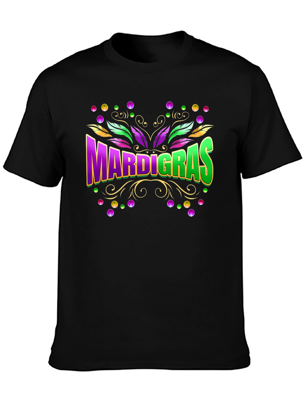 Mardi Gras Graphic Tee Purple & Green Festive Design