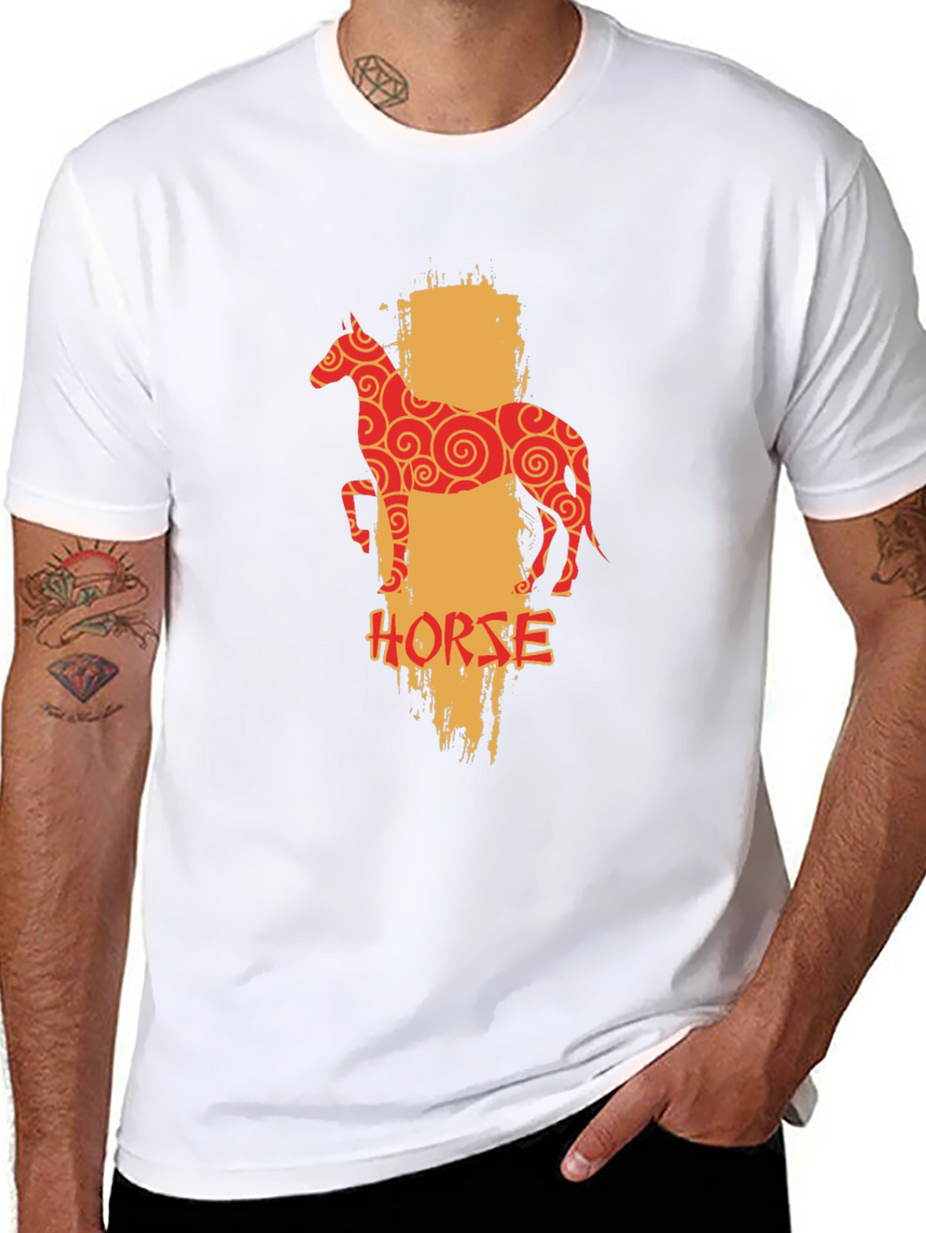 Chinese Zodiac Horse Graphic Tee - Black