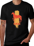 Chinese Zodiac Horse Graphic Tee - Black