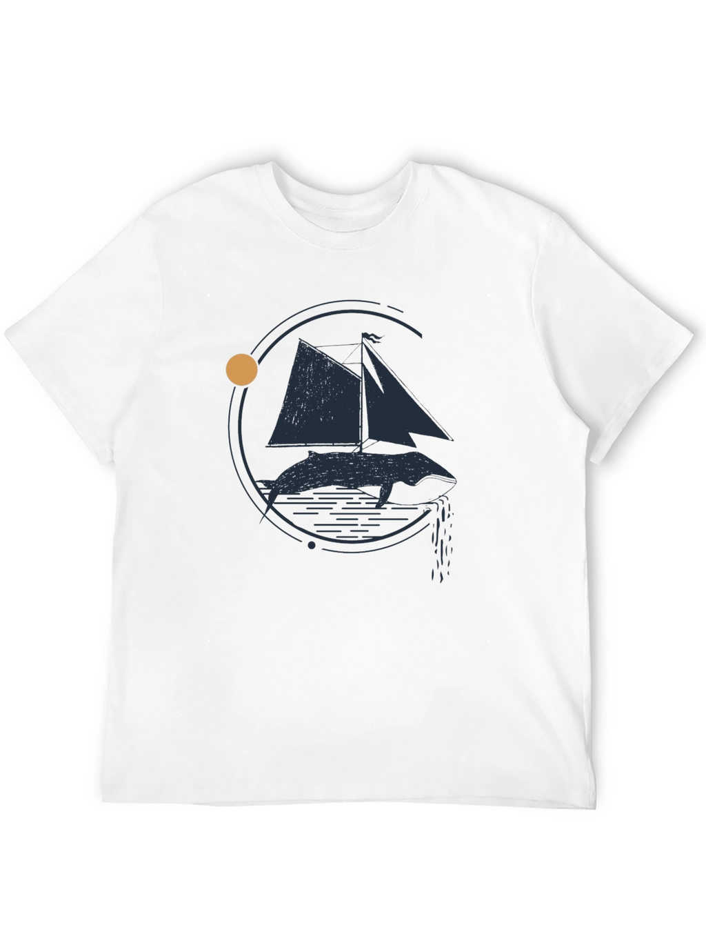 Whale and Sailboat Graphic Black Tee