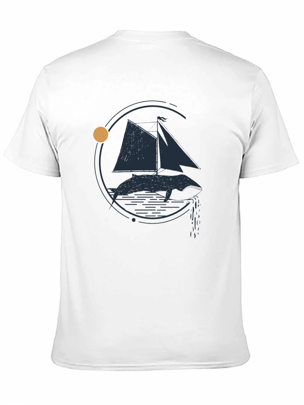 Whale and Sailboat Graphic Black Tee