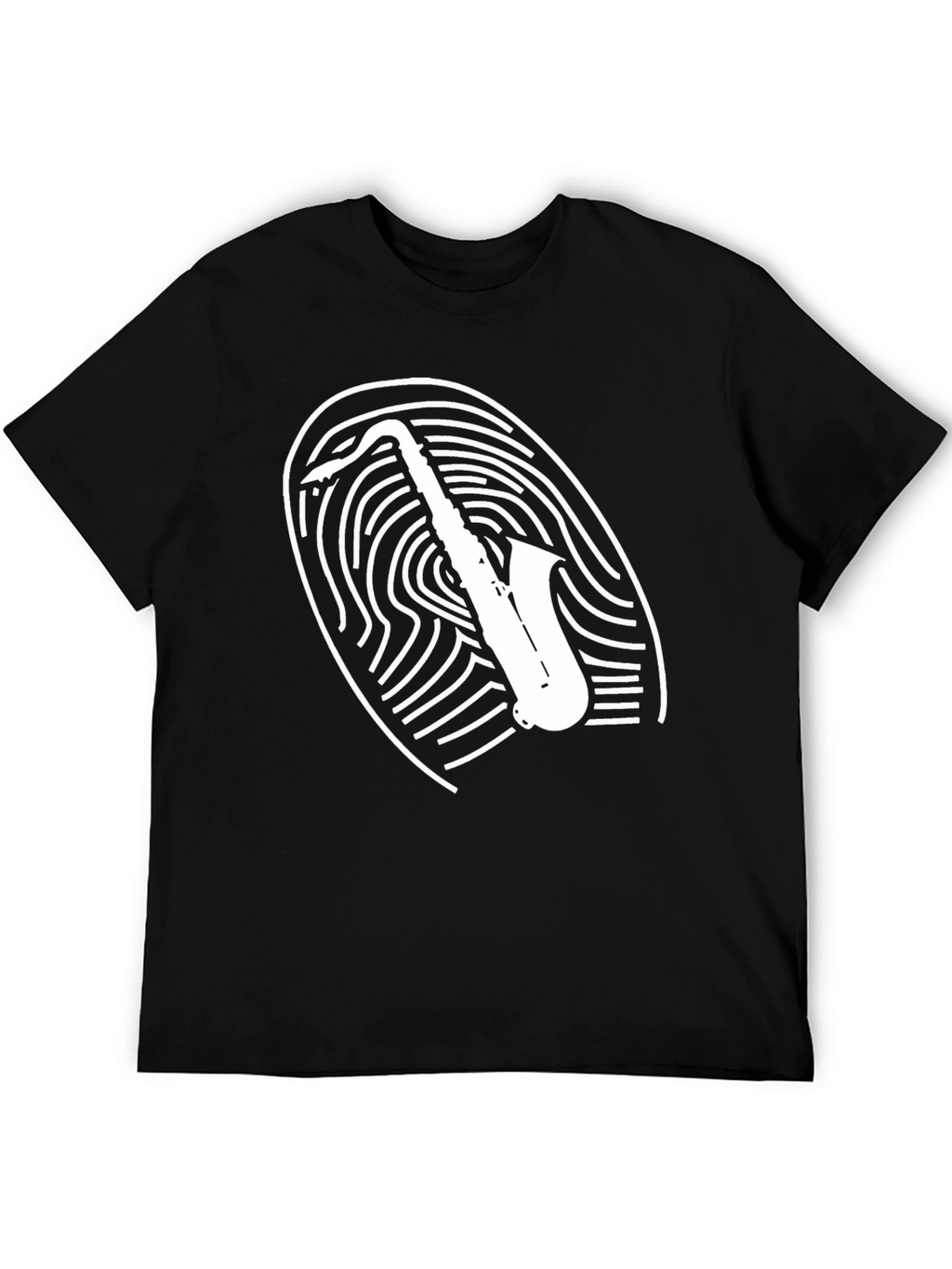 Saxophone Fingerprint Graphic Tee - Cool Musician T-Shirt