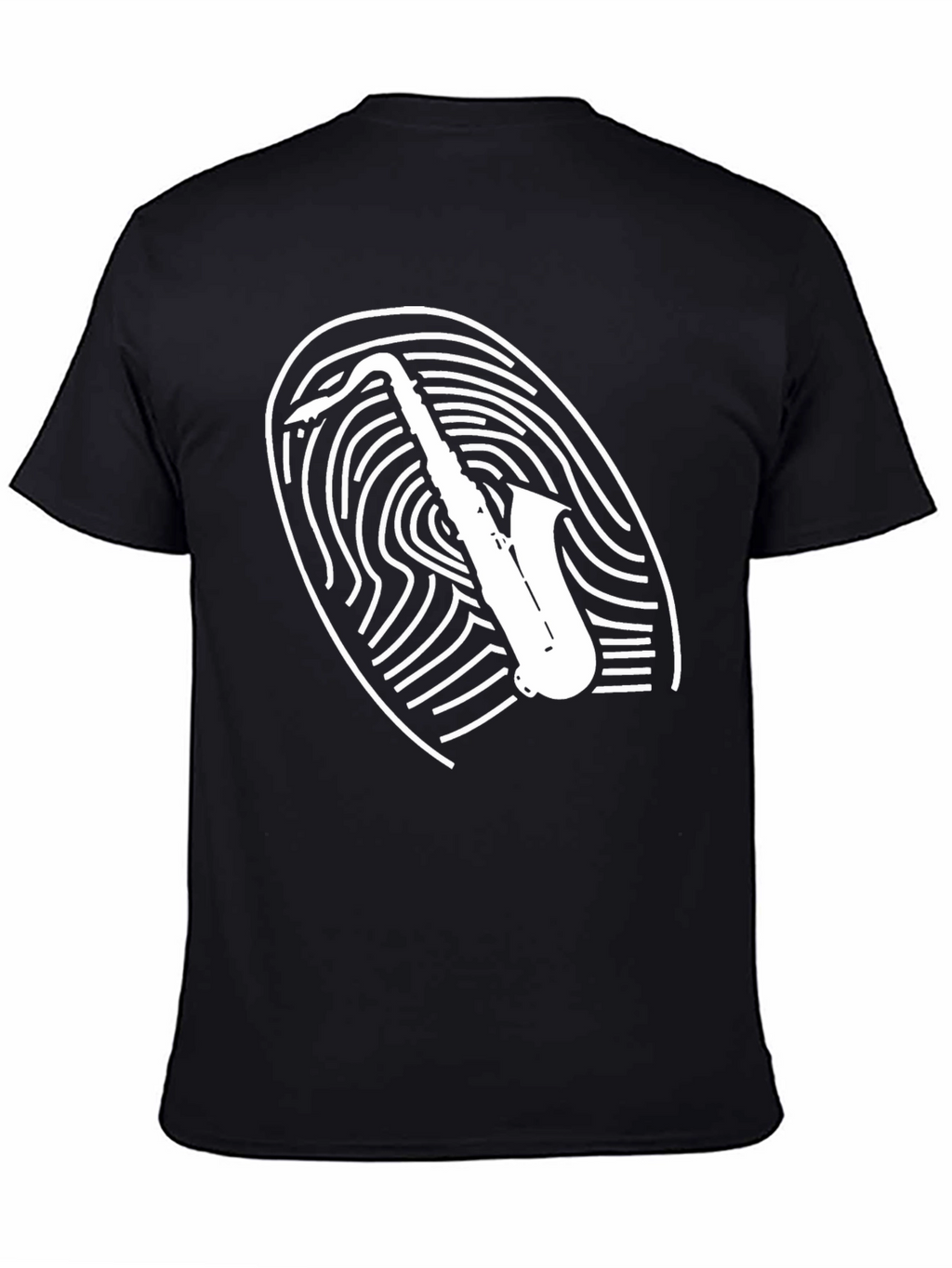 Saxophone Fingerprint Graphic Tee - Cool Musician T-Shirt
