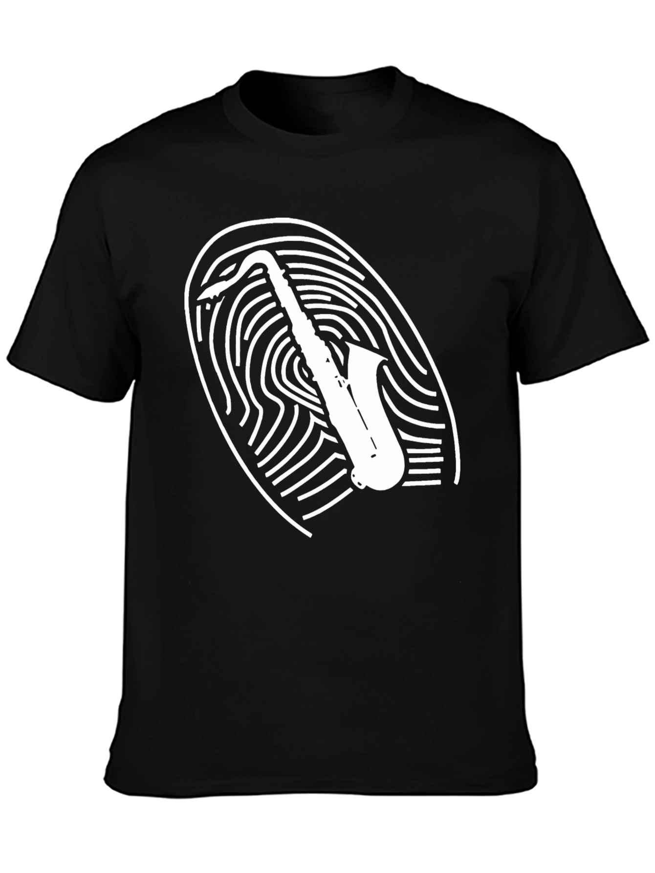 Saxophone Fingerprint Graphic Tee - Cool Musician T-Shirt