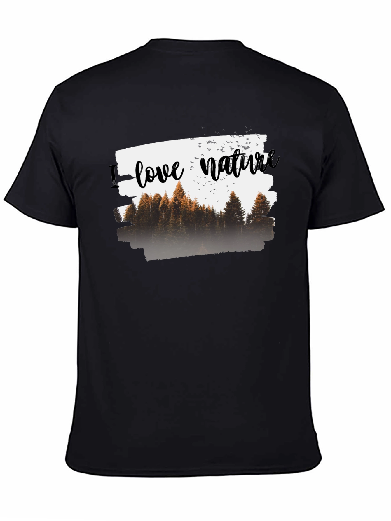 Nature Lover Tee - Forest Graphic Print Black T-Shirt