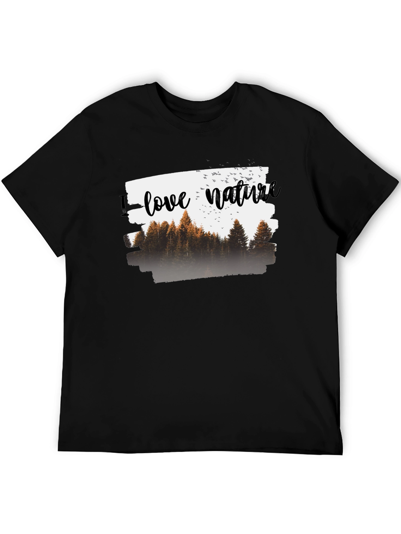 Nature Lover Tee - Forest Graphic Print Black T-Shirt