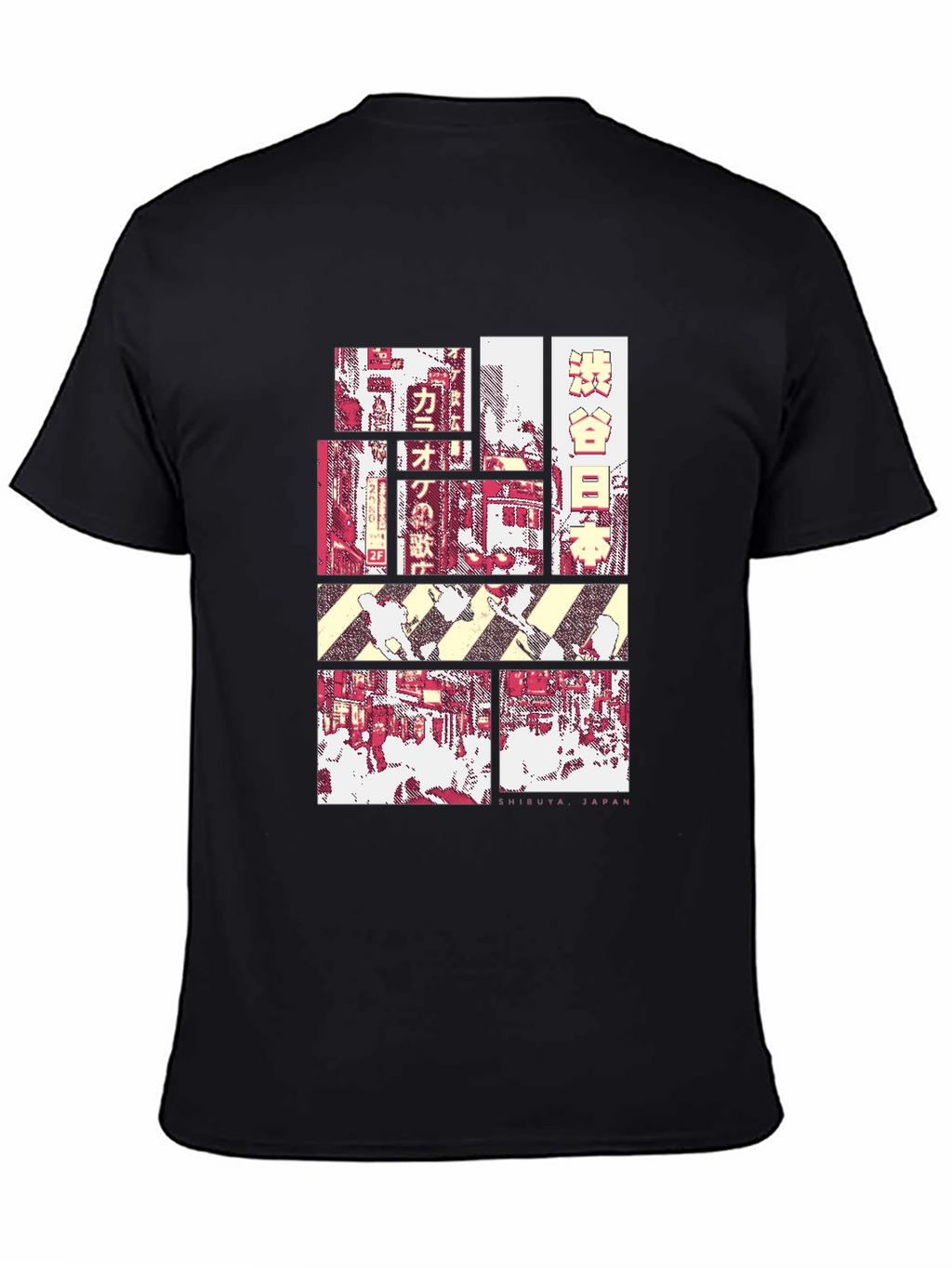 Shibuya Japan Graphic Tee - Black Crewneck T-Shirt