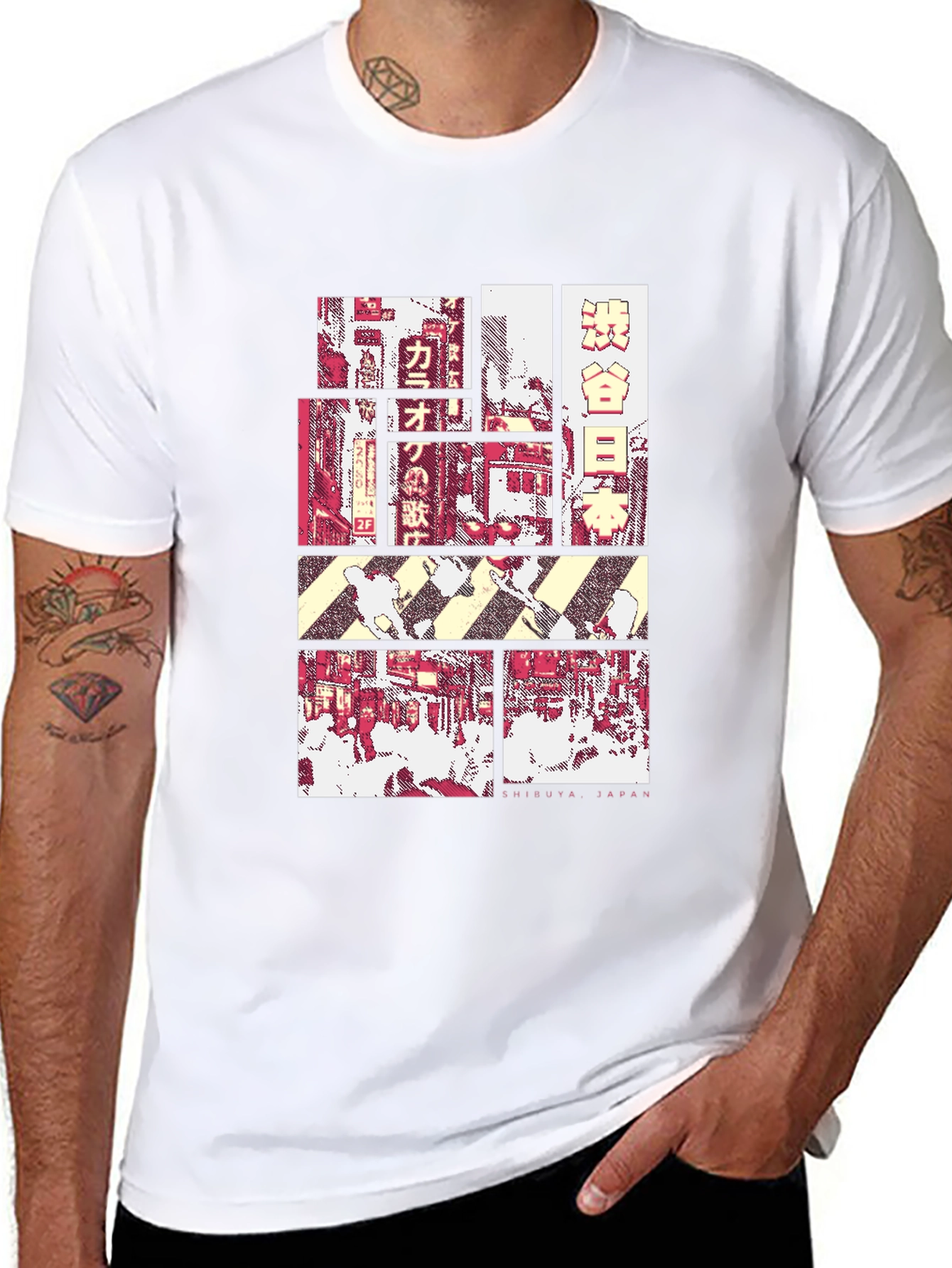 Shibuya Japan Graphic Tee - Black Crewneck T-Shirt