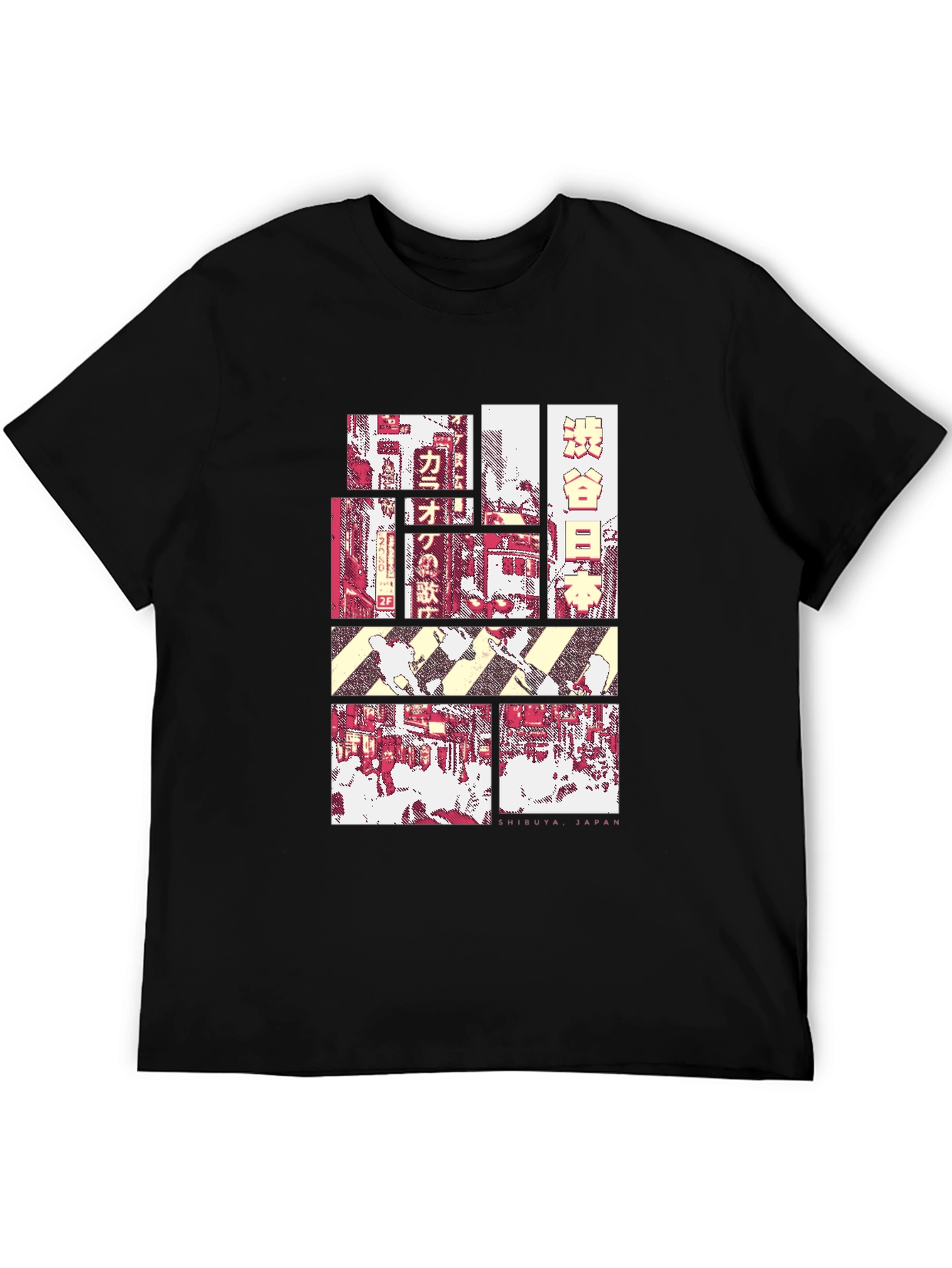 Shibuya Japan Graphic Tee - Black Crewneck T-Shirt