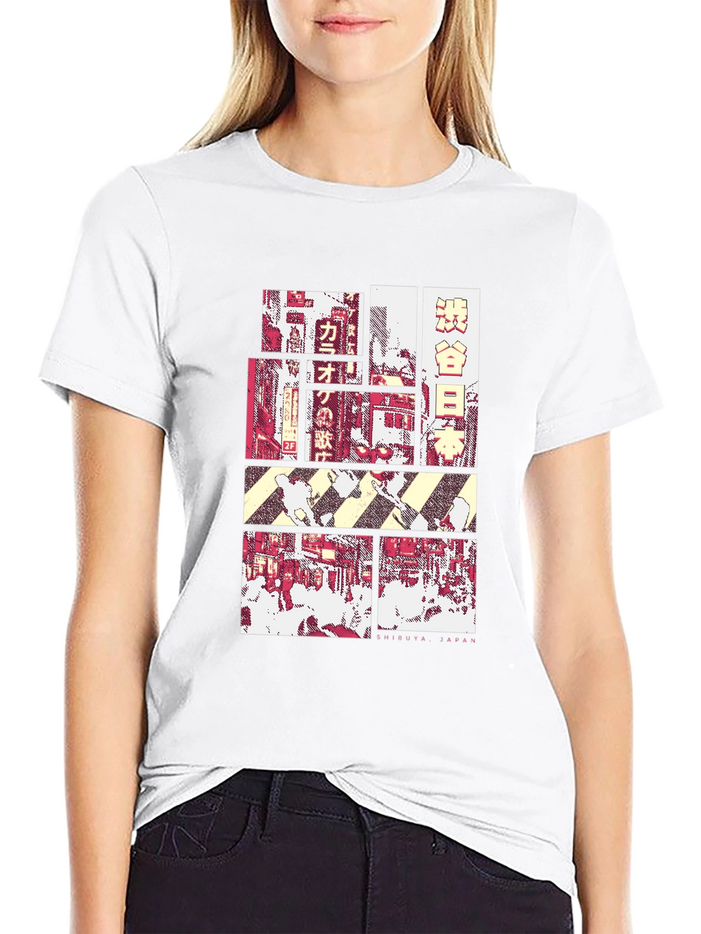 Shibuya Japan Graphic Tee - Black Crewneck T-Shirt