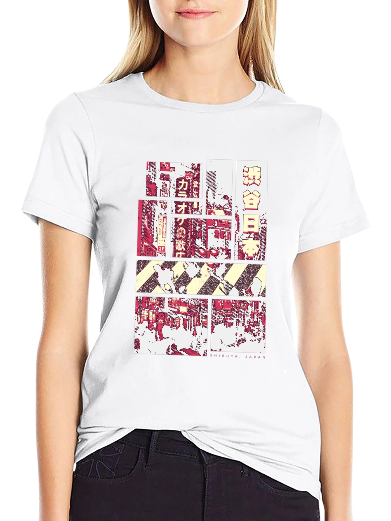 Shibuya Japan Graphic Tee - Black Crewneck T-Shirt