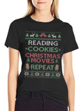 Festive Reading Cookies Christmas Movies Repeat T-Shirt