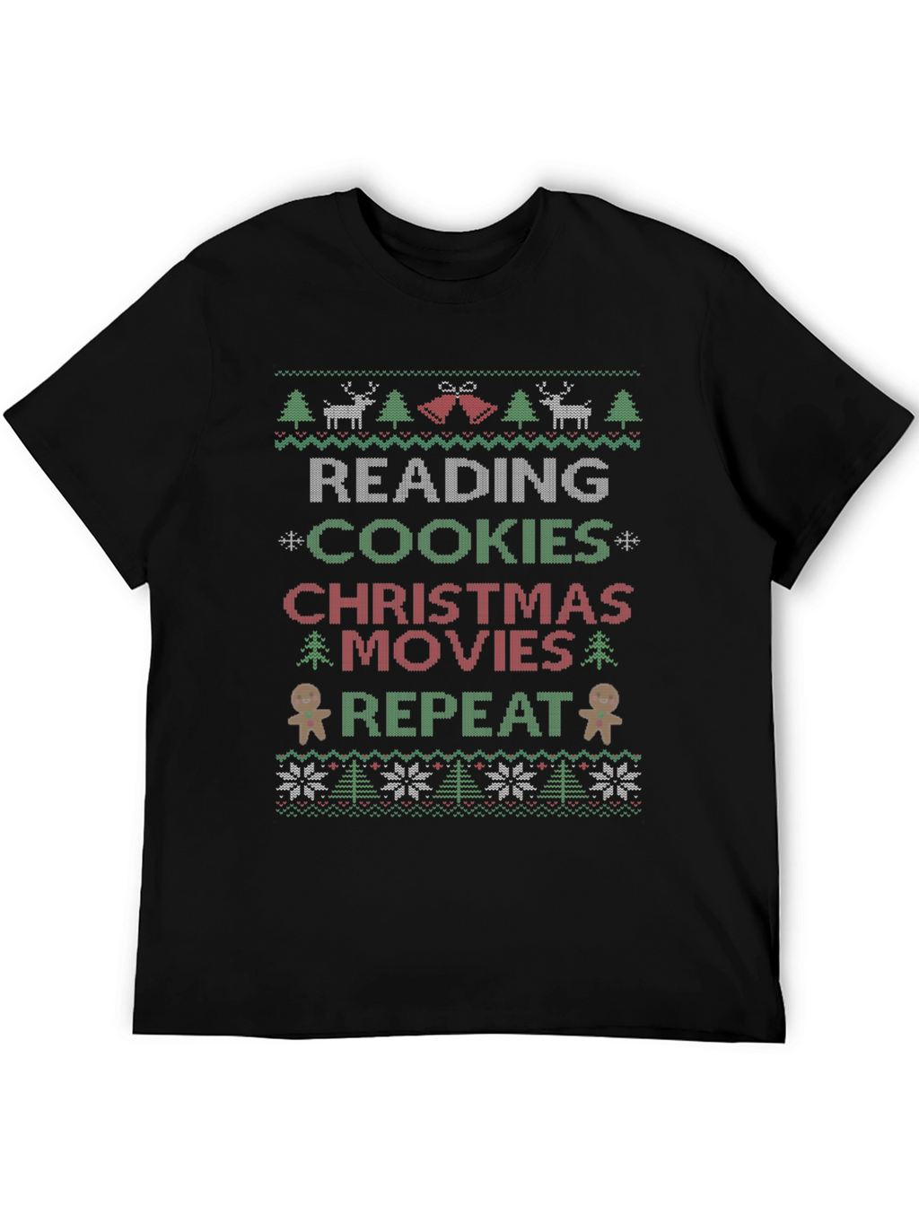 Festive Reading Cookies Christmas Movies Repeat T-Shirt