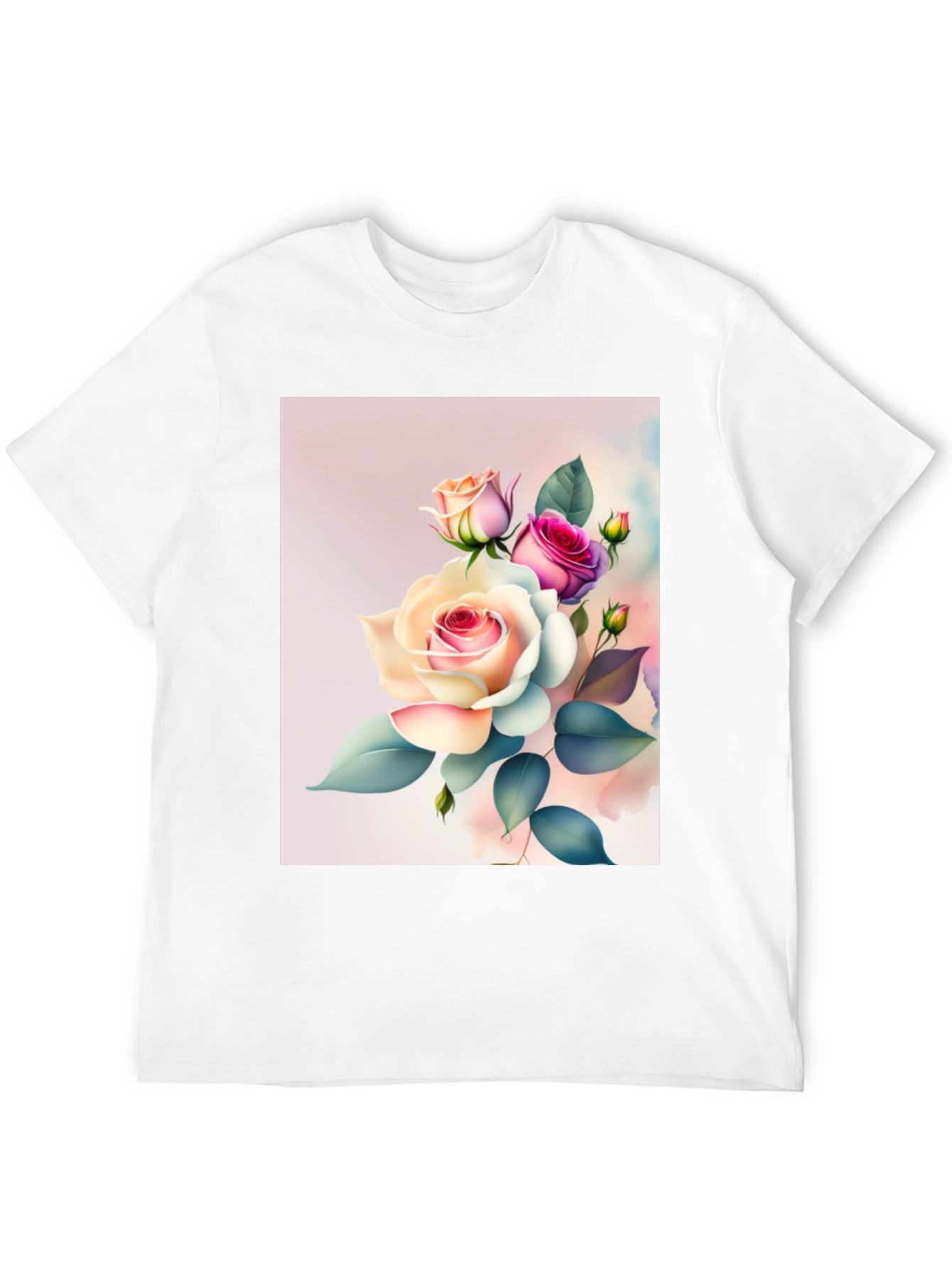 Floral Rose Graphic Black T-Shirt