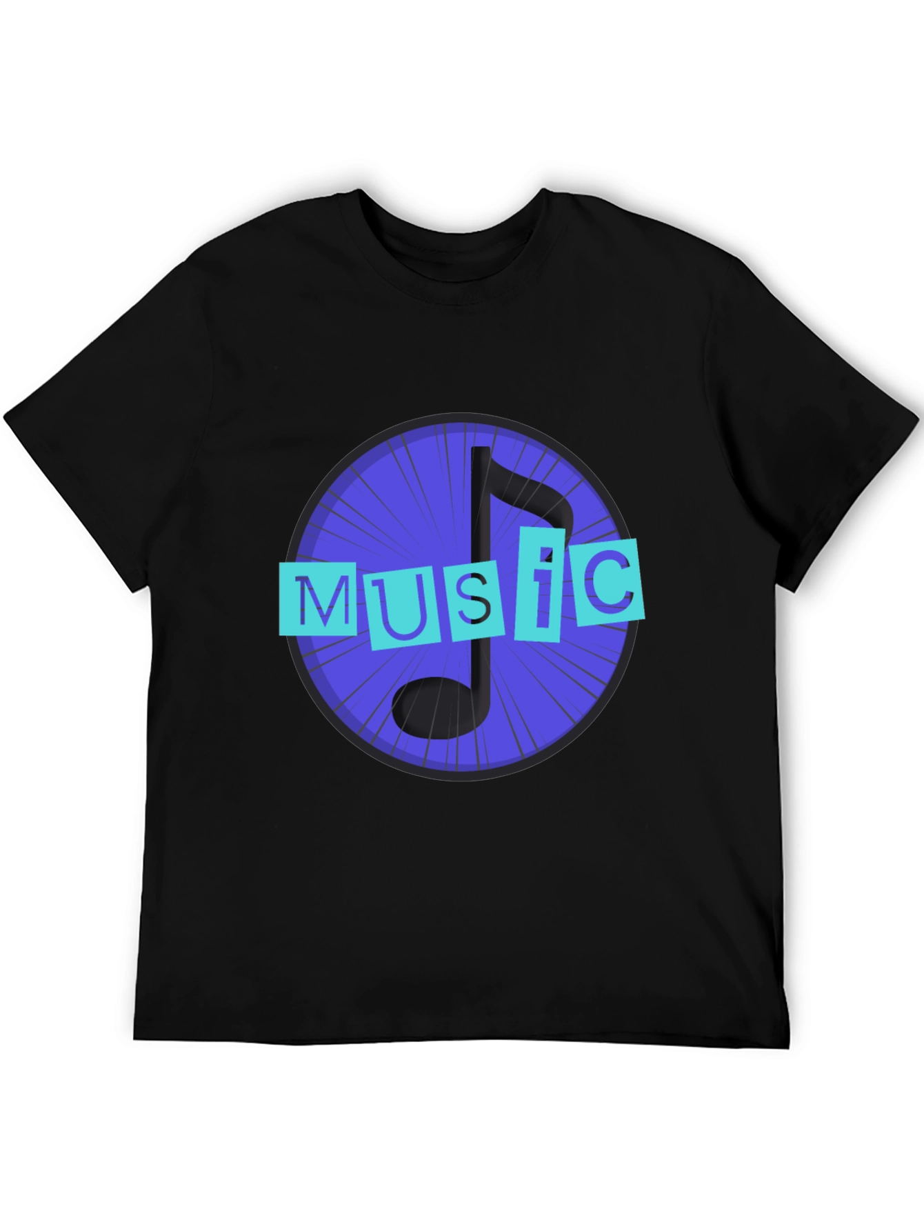 Music Note Graphic Black T-Shirt