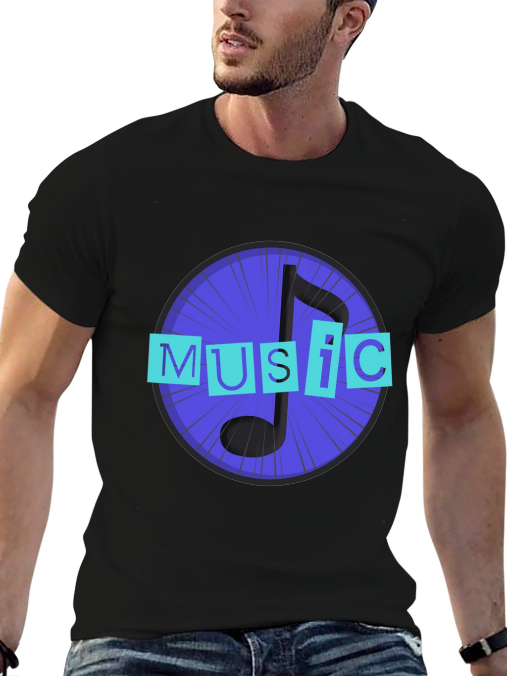 Music Note Graphic Black T-Shirt
