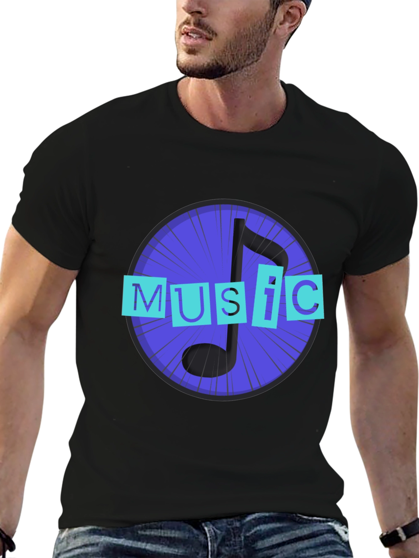 Music Note Graphic Black T-Shirt