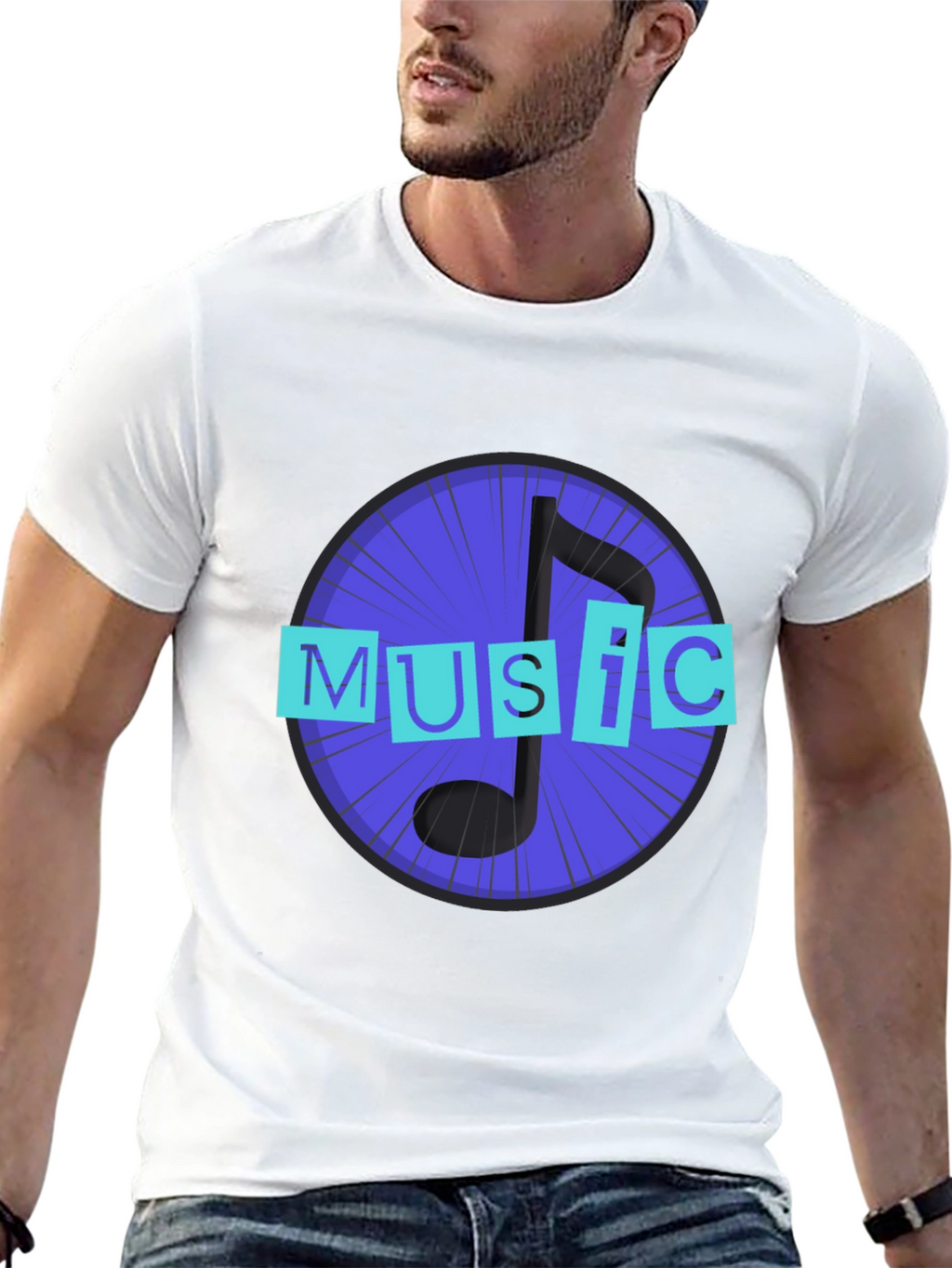 Music Note Graphic Black T-Shirt