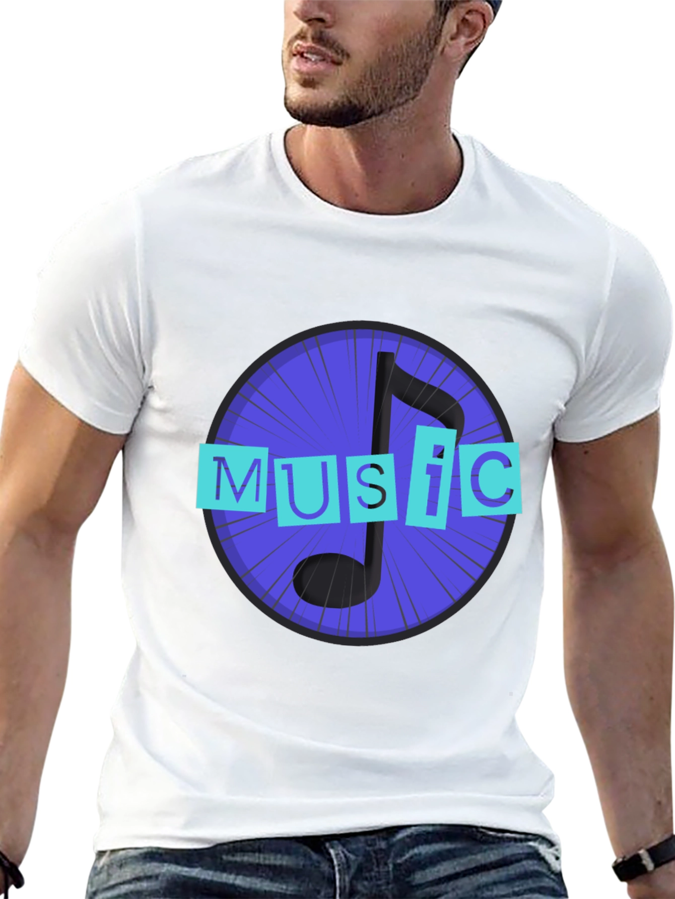 Music Note Graphic Black T-Shirt