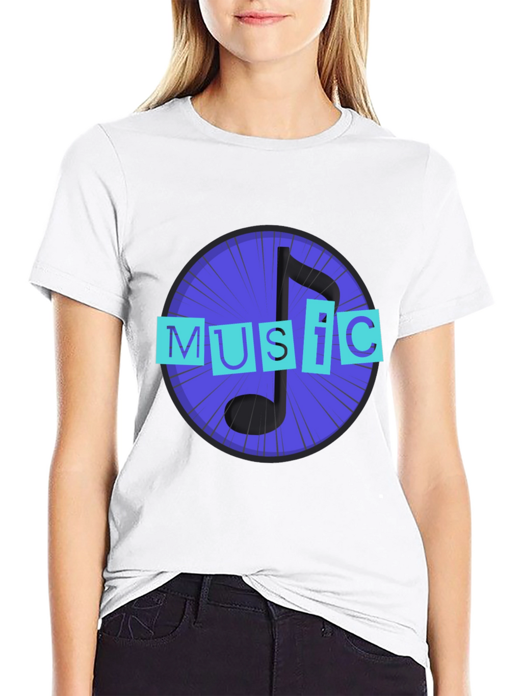 Music Note Graphic Black T-Shirt