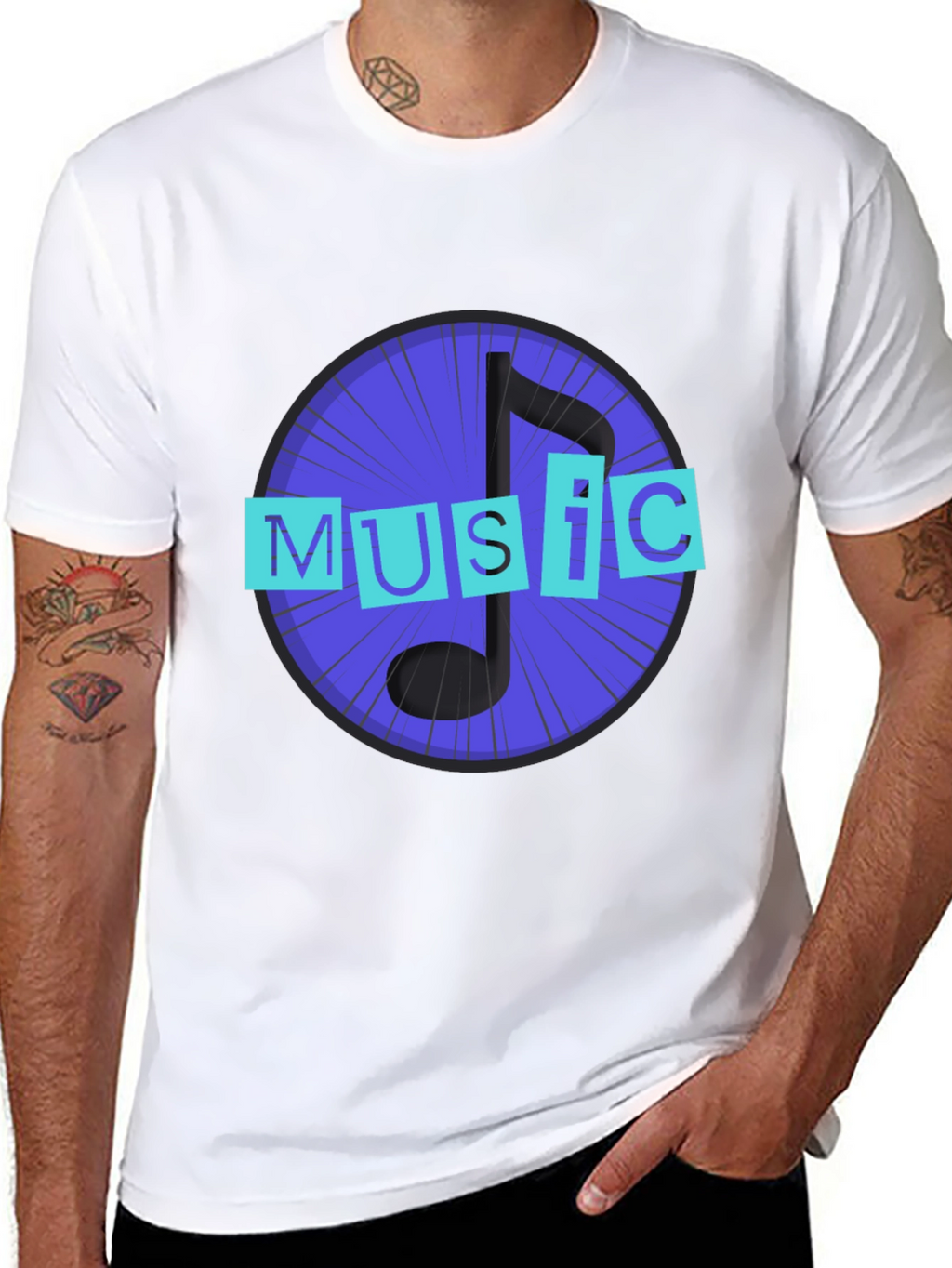 Music Note Graphic Black T-Shirt