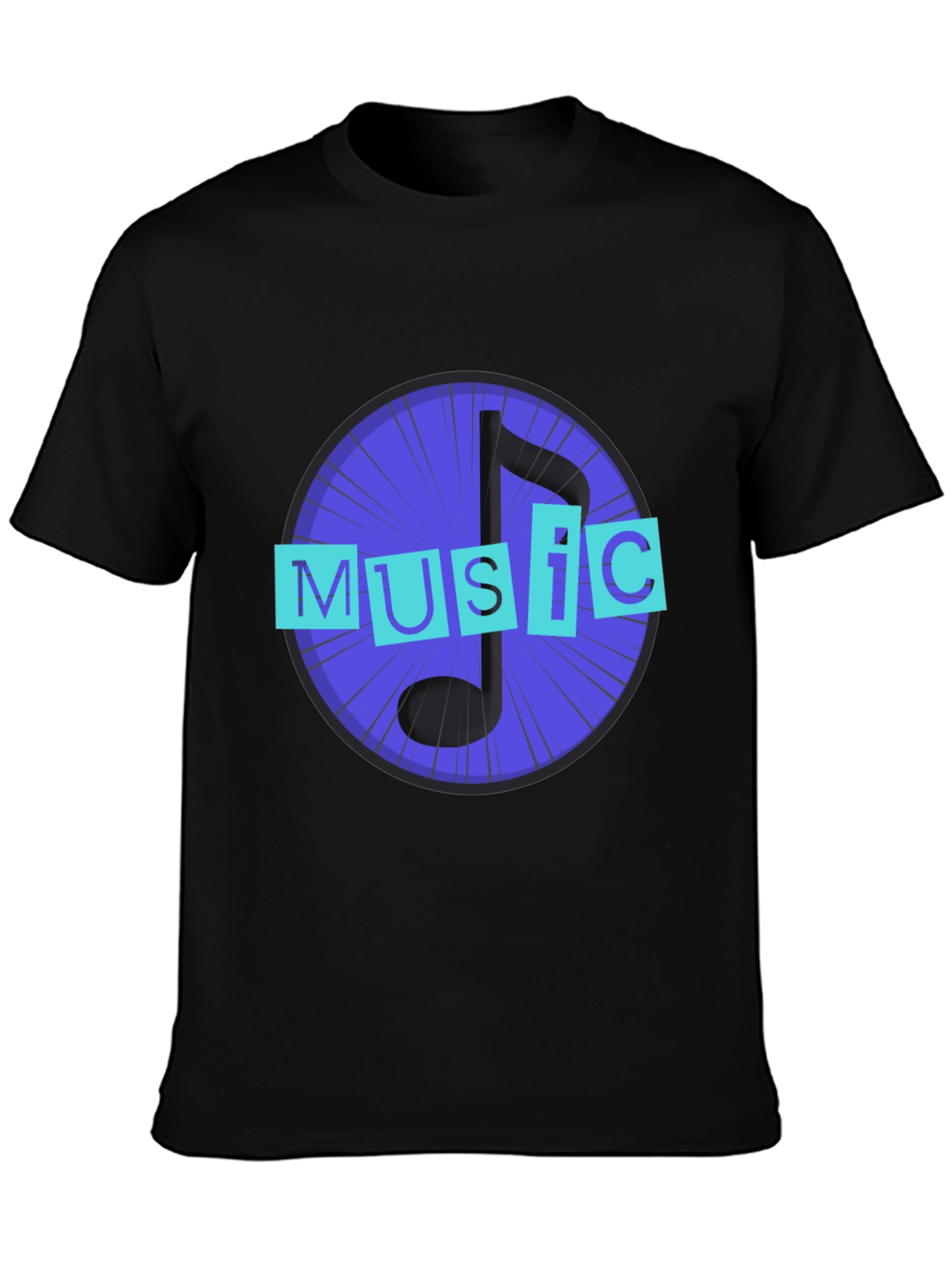Music Note Graphic Black T-Shirt