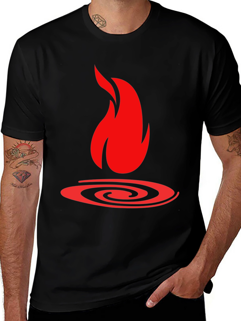 Fire Graphic Black T-Shirt - Bold Statement Tee