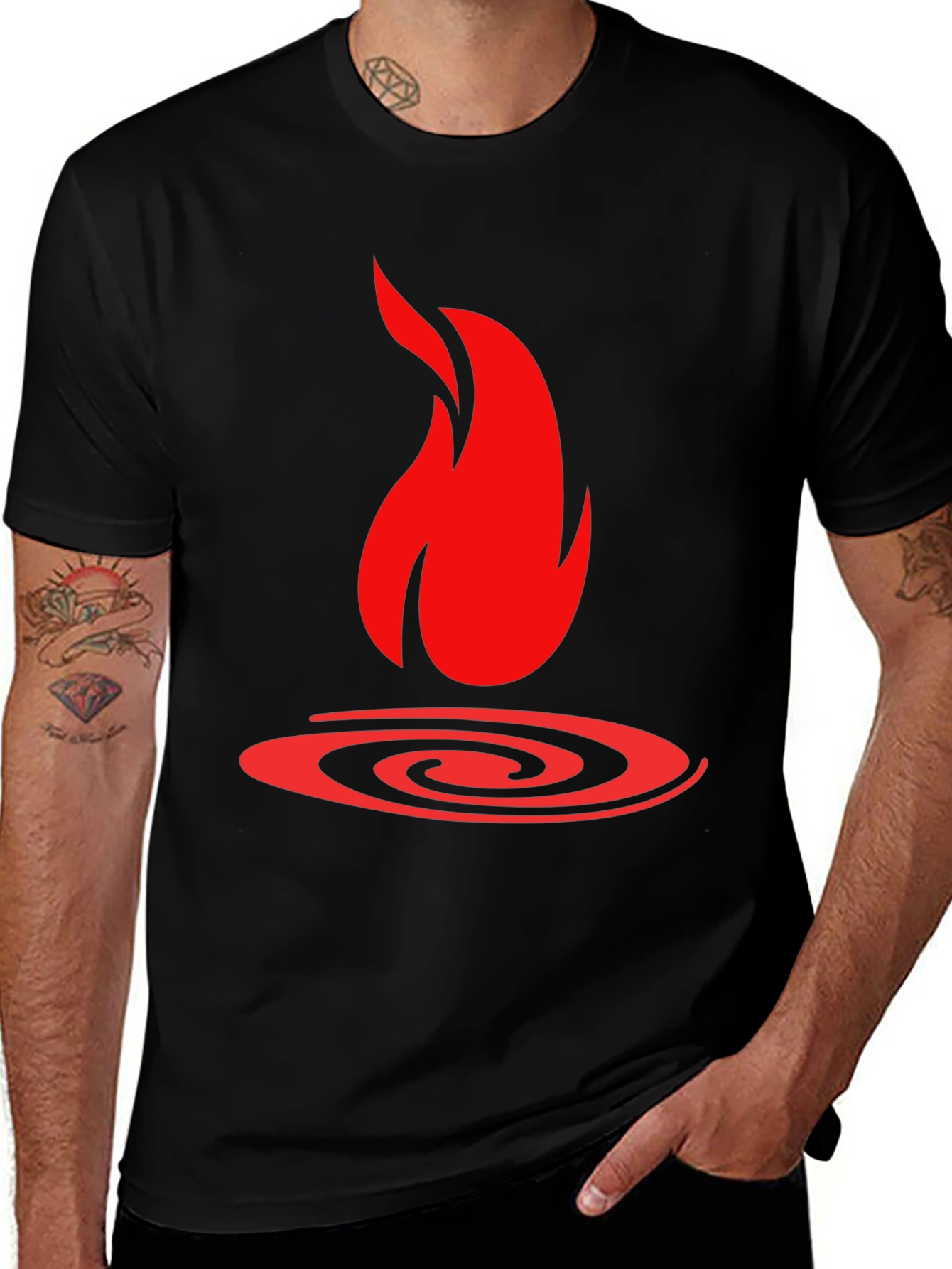 Fire Graphic Black T-Shirt - Bold Statement Tee