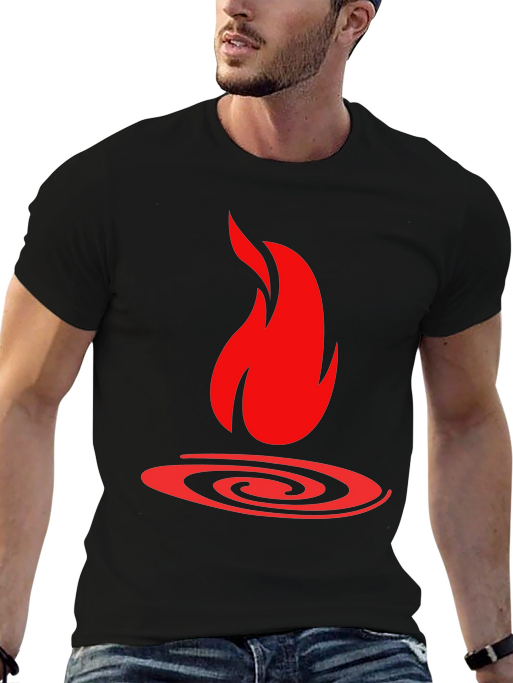 Fire Graphic Black T-Shirt - Bold Statement Tee
