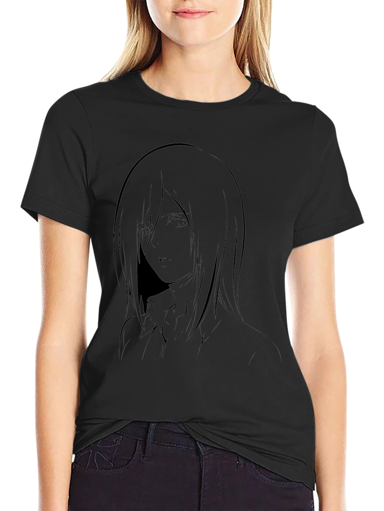 Anime Character Graphic Black T-Shirt