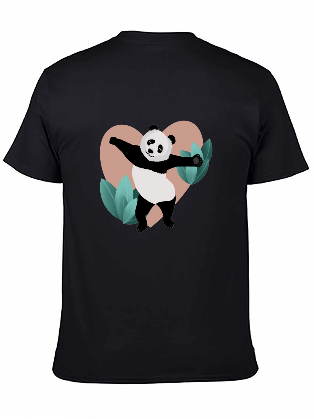 Panda Heart Graphic Black T-Shirt