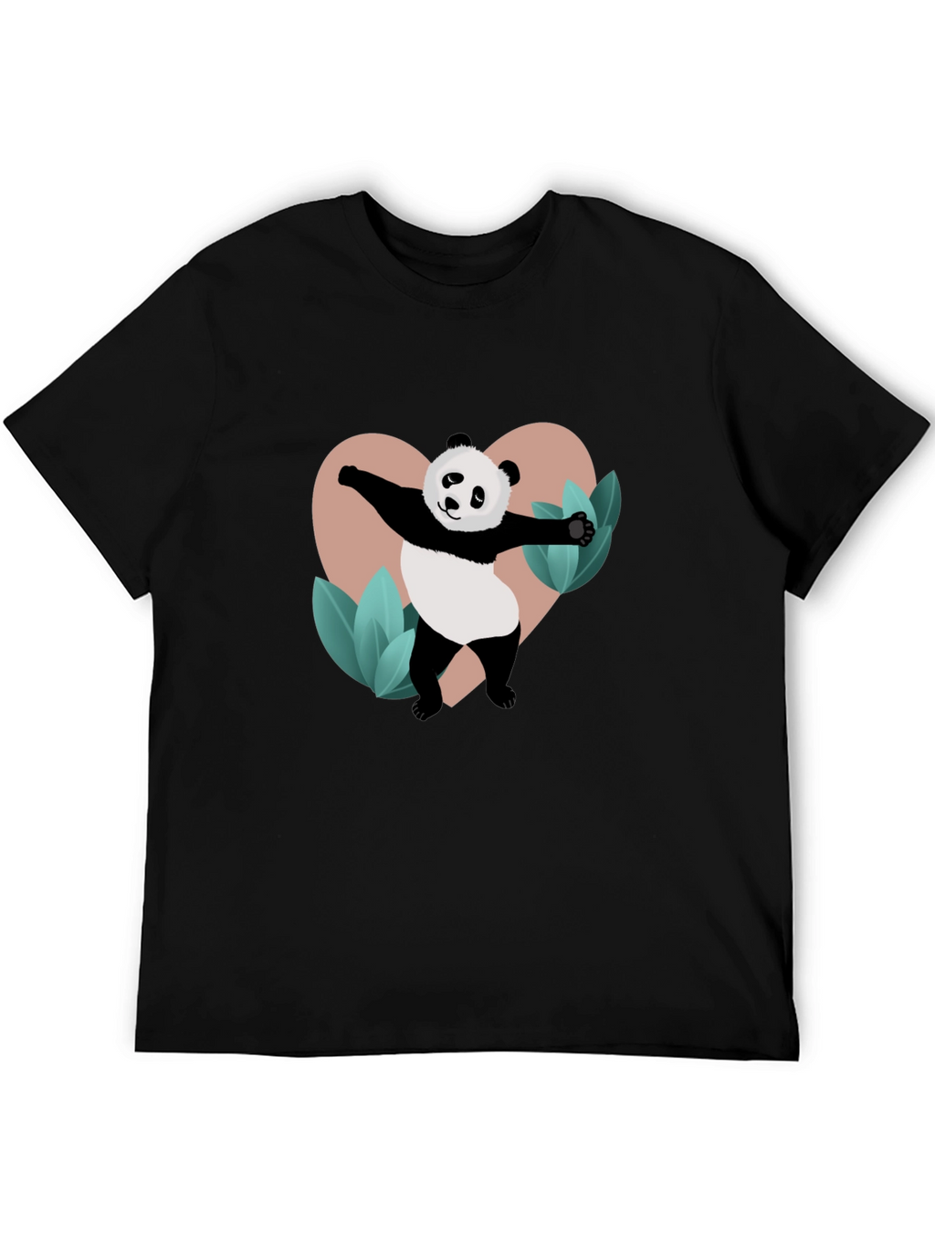 Panda Heart Graphic Black T-Shirt