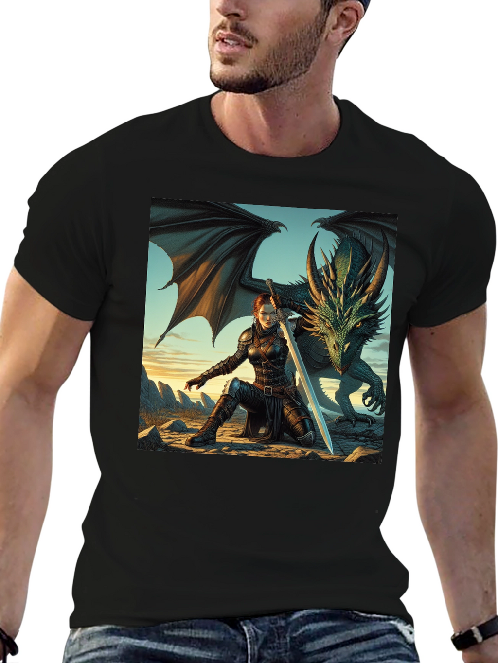 Dragon Rider Graphic Tee - Black