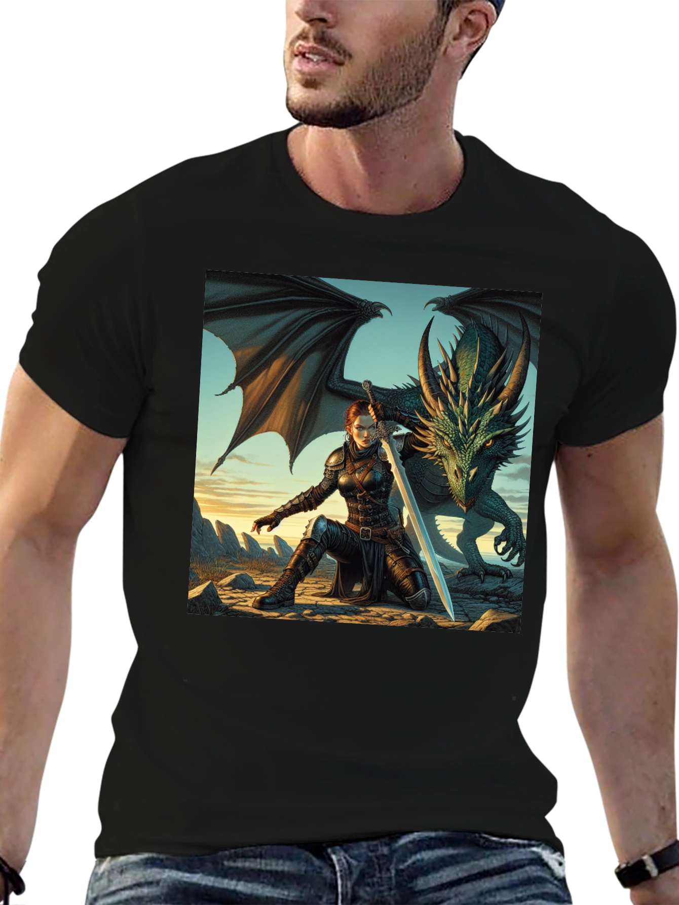 Dragon Rider Graphic Tee - Black