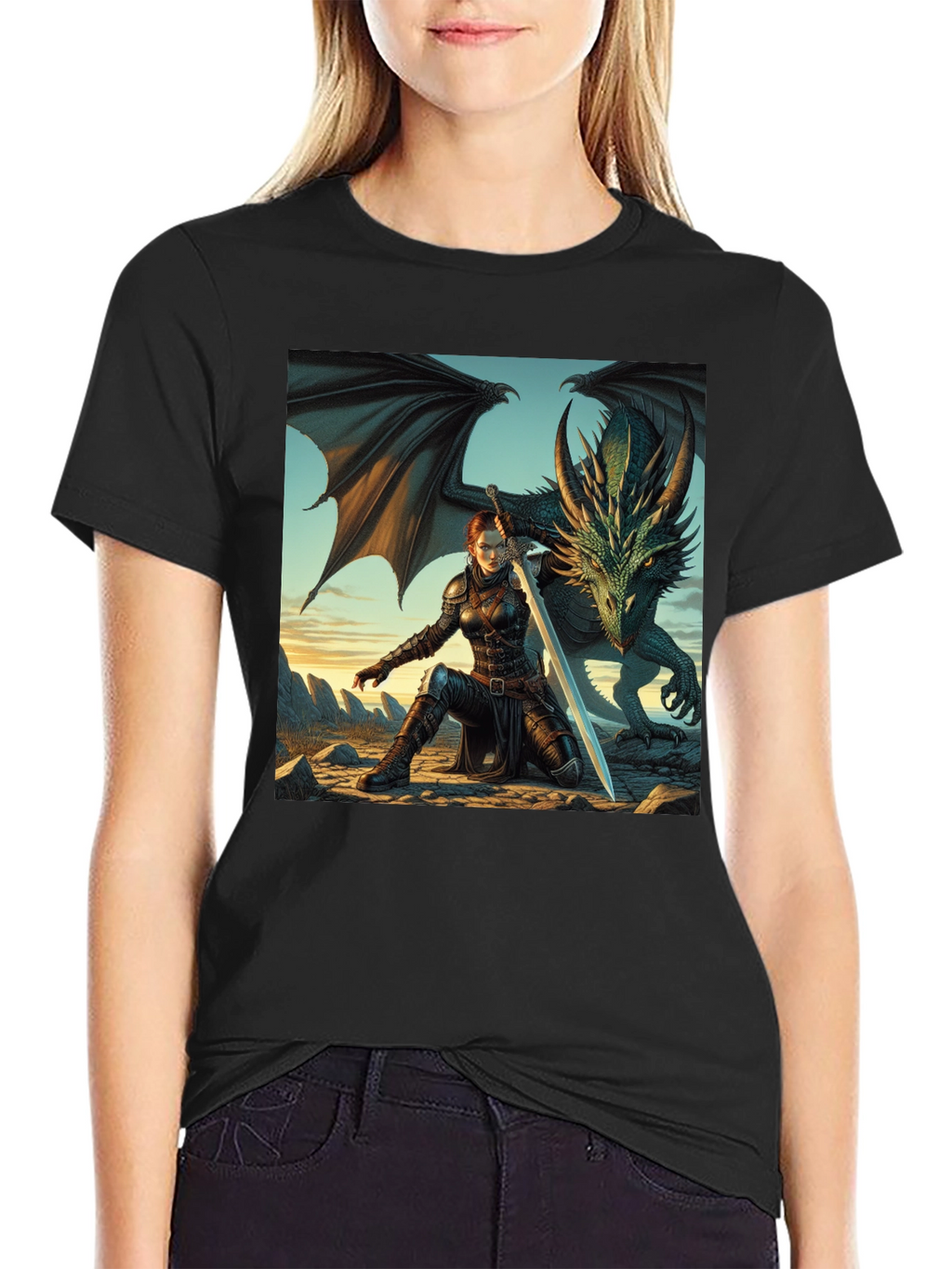 Dragon Rider Graphic Tee - Black