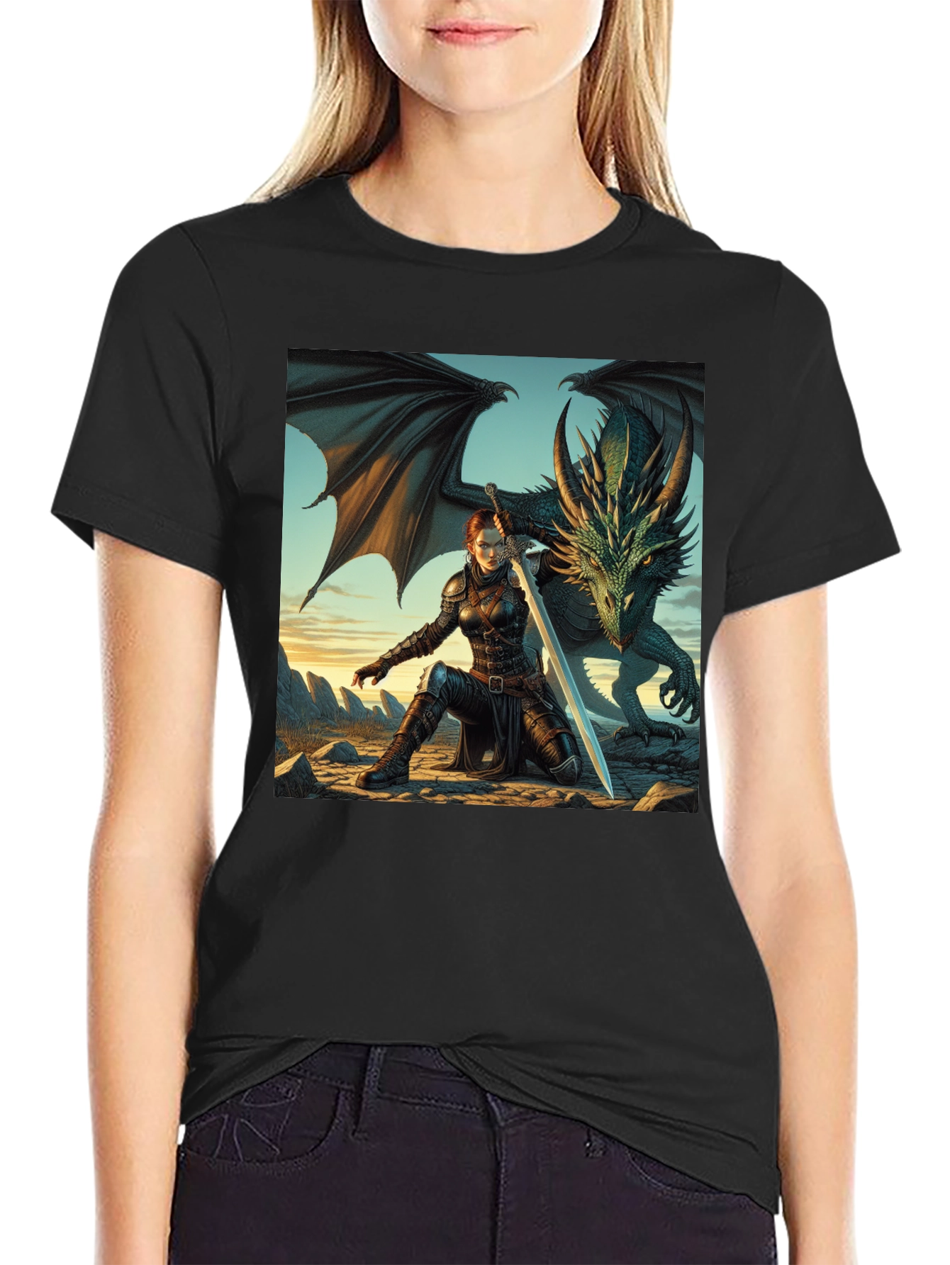 Dragon Rider Graphic Tee - Black