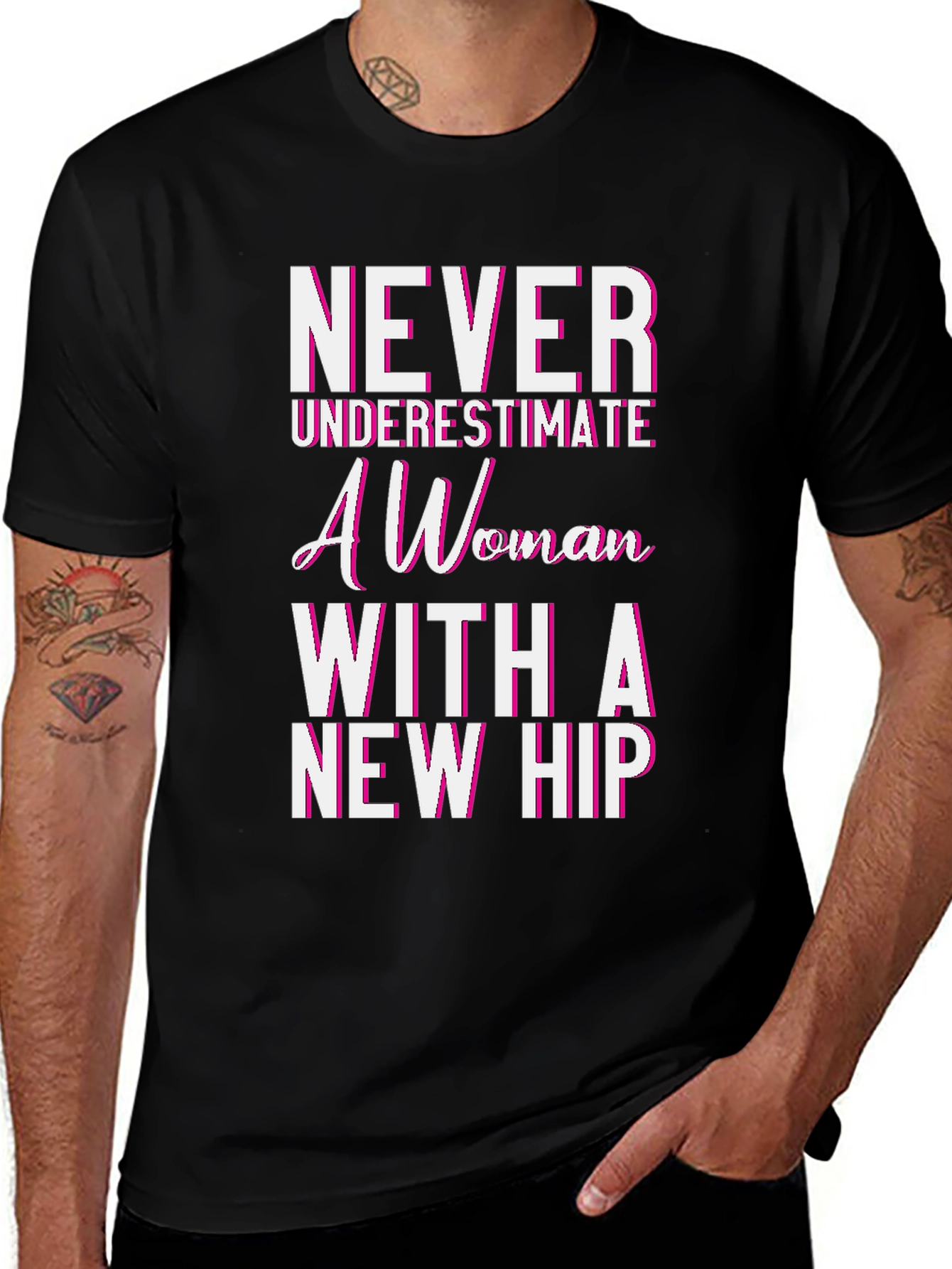 Never Underestimate a Woman with a New Hip T-Shirt