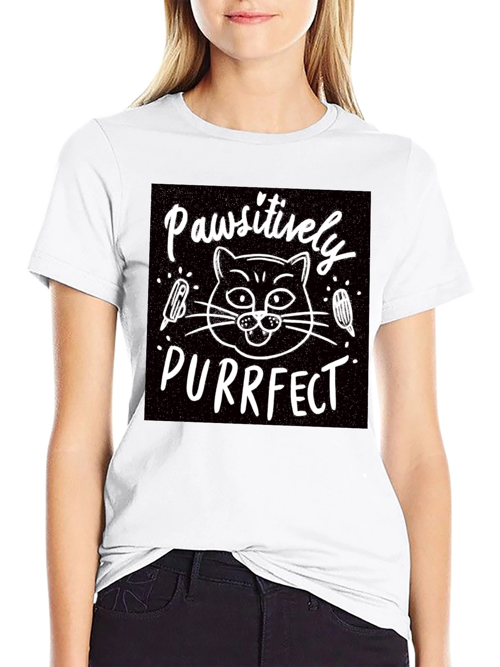 Pawsitively Purrfect Black T-Shirt