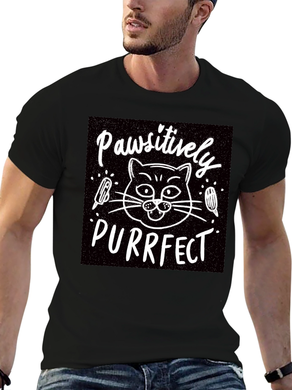 Pawsitively Purrfect Black T-Shirt