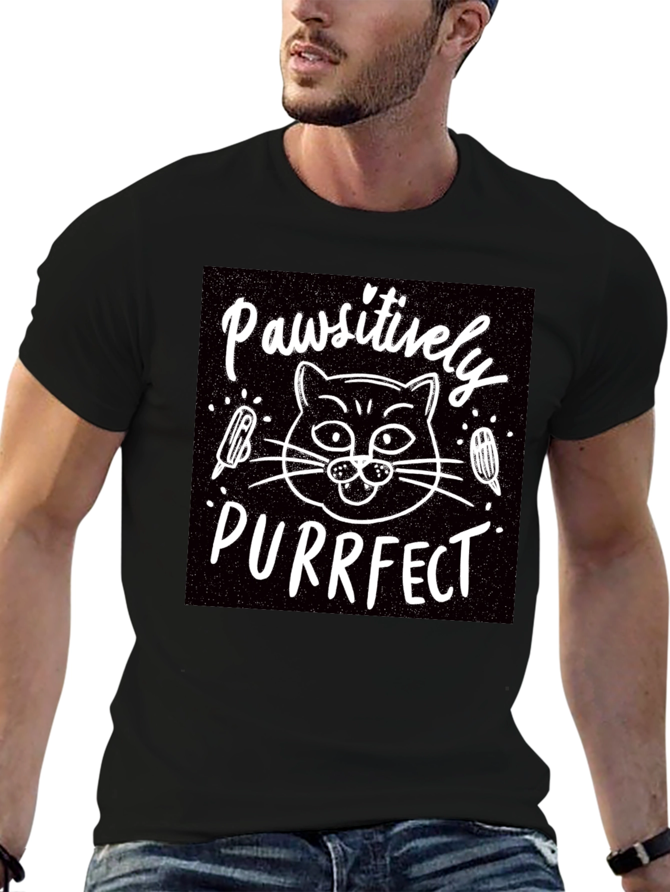 Pawsitively Purrfect Black T-Shirt