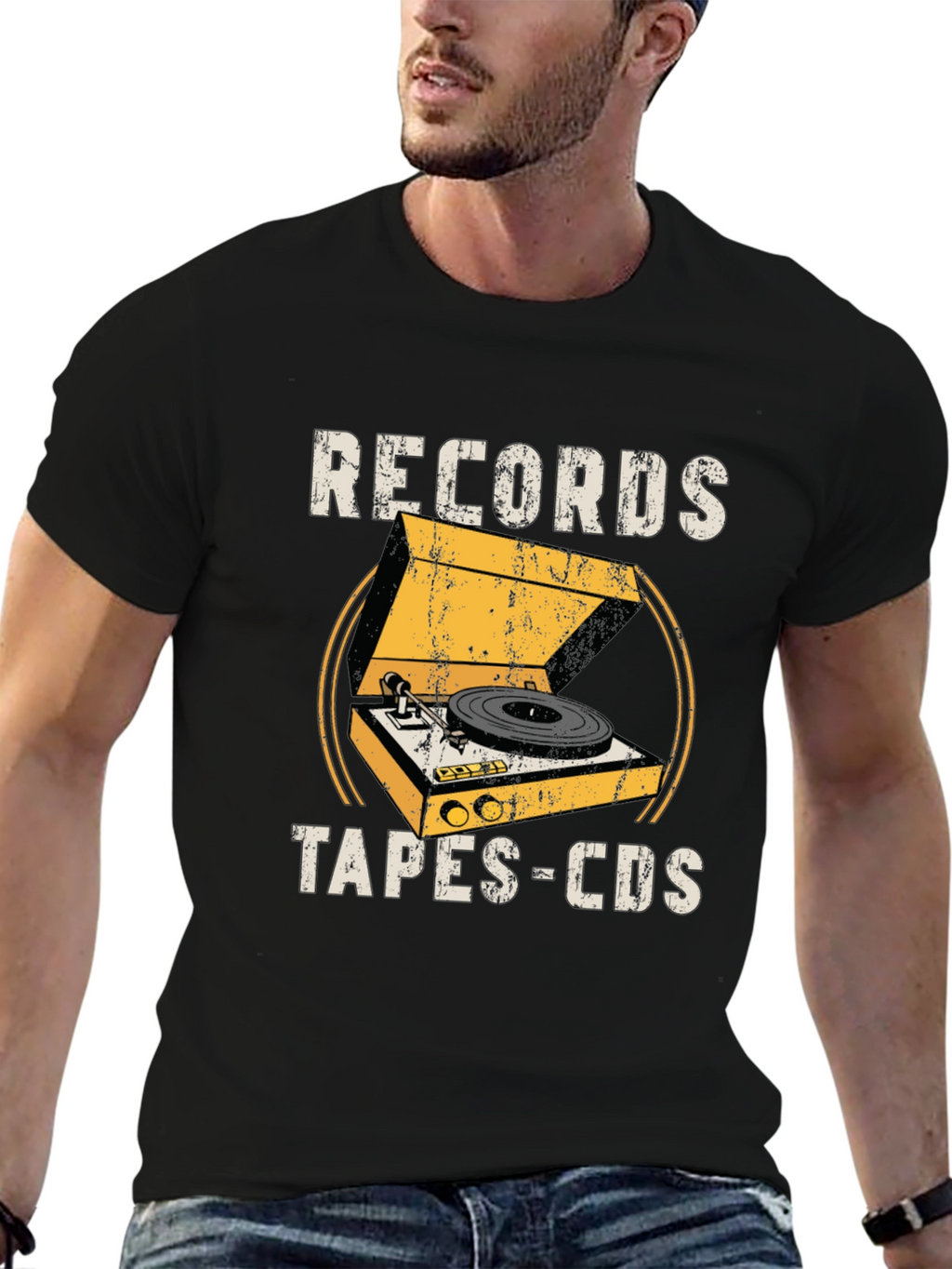 Retro Records Tapes CDs Graphic Tee