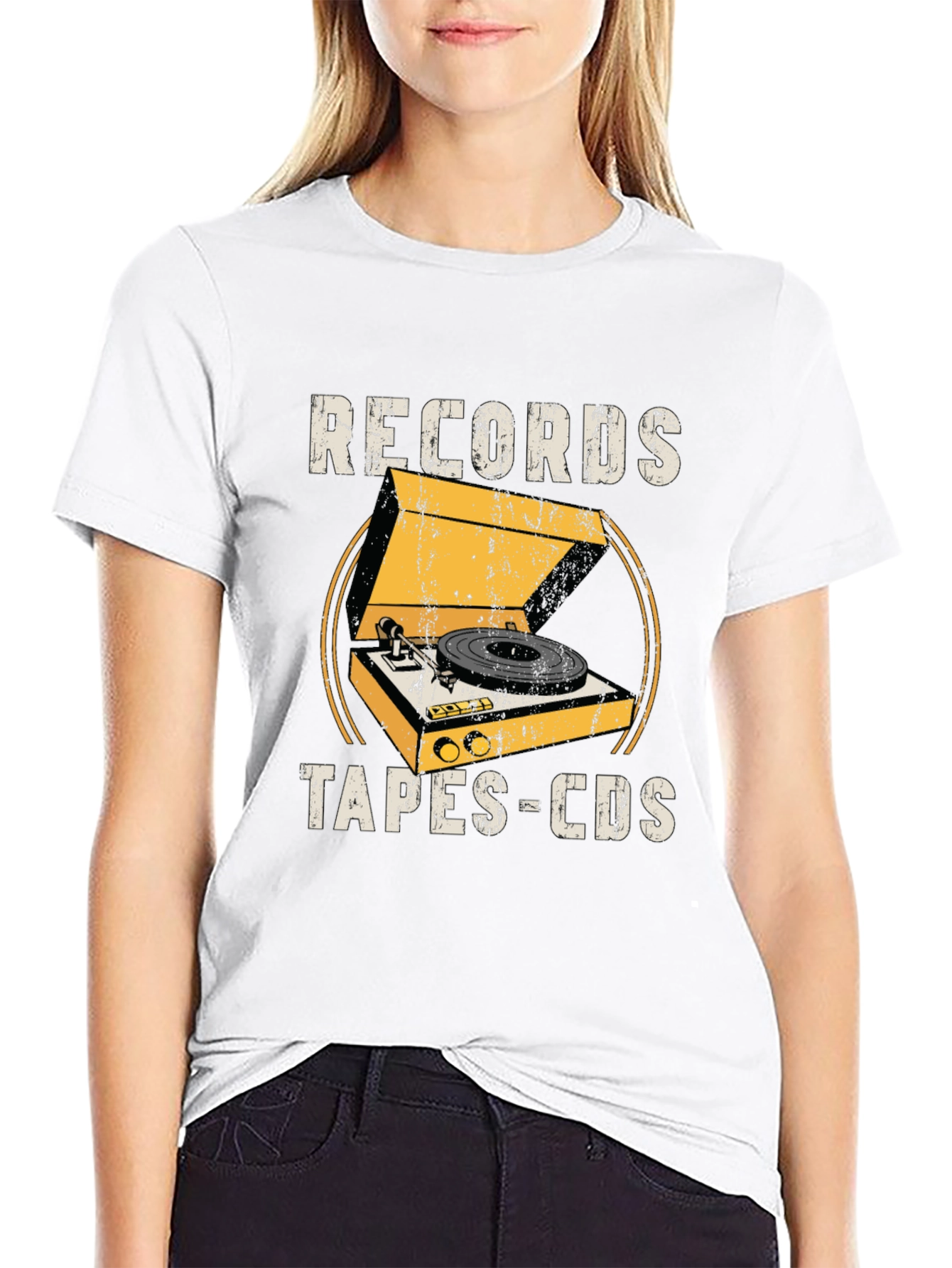 Retro Records Tapes CDs Graphic Tee
