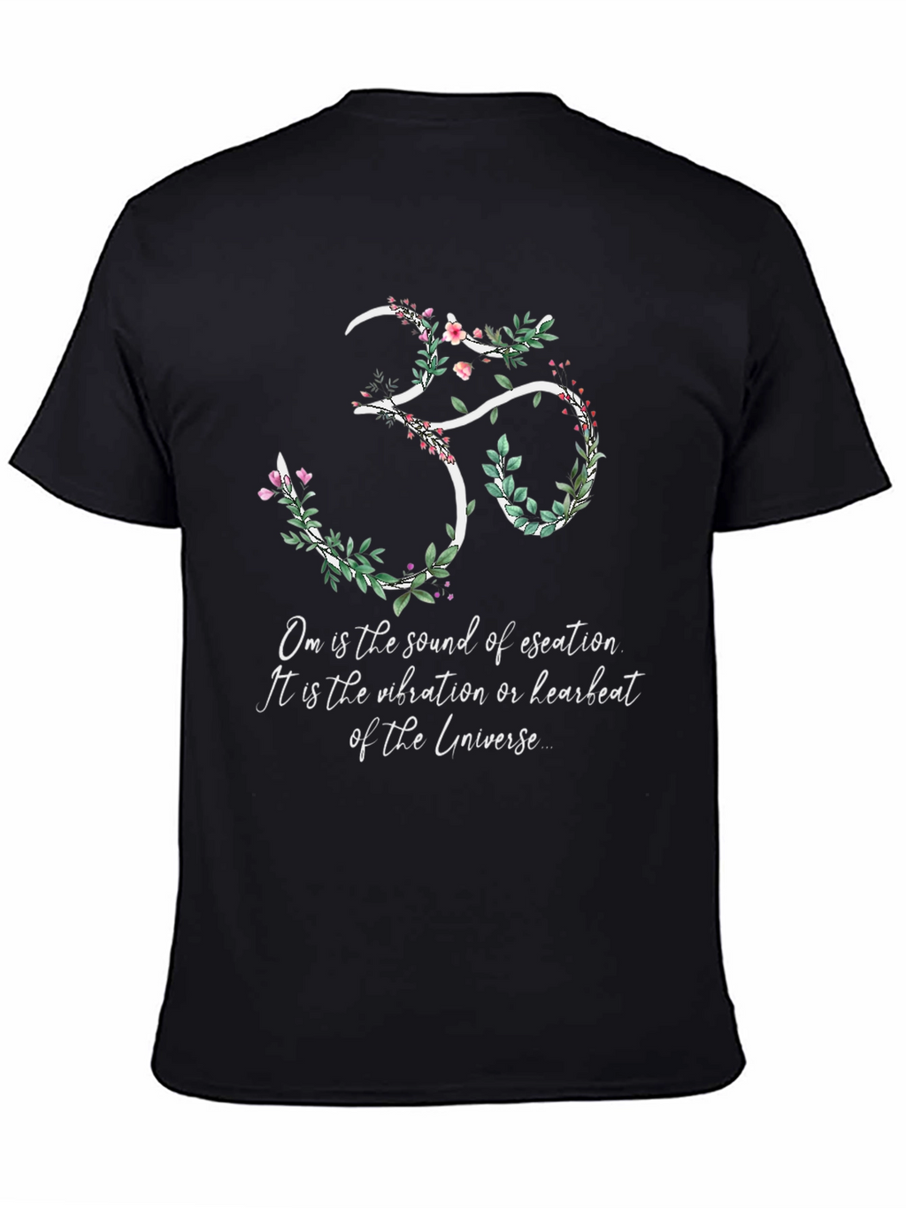 Om Universe Vibration Floral Black T-Shirt