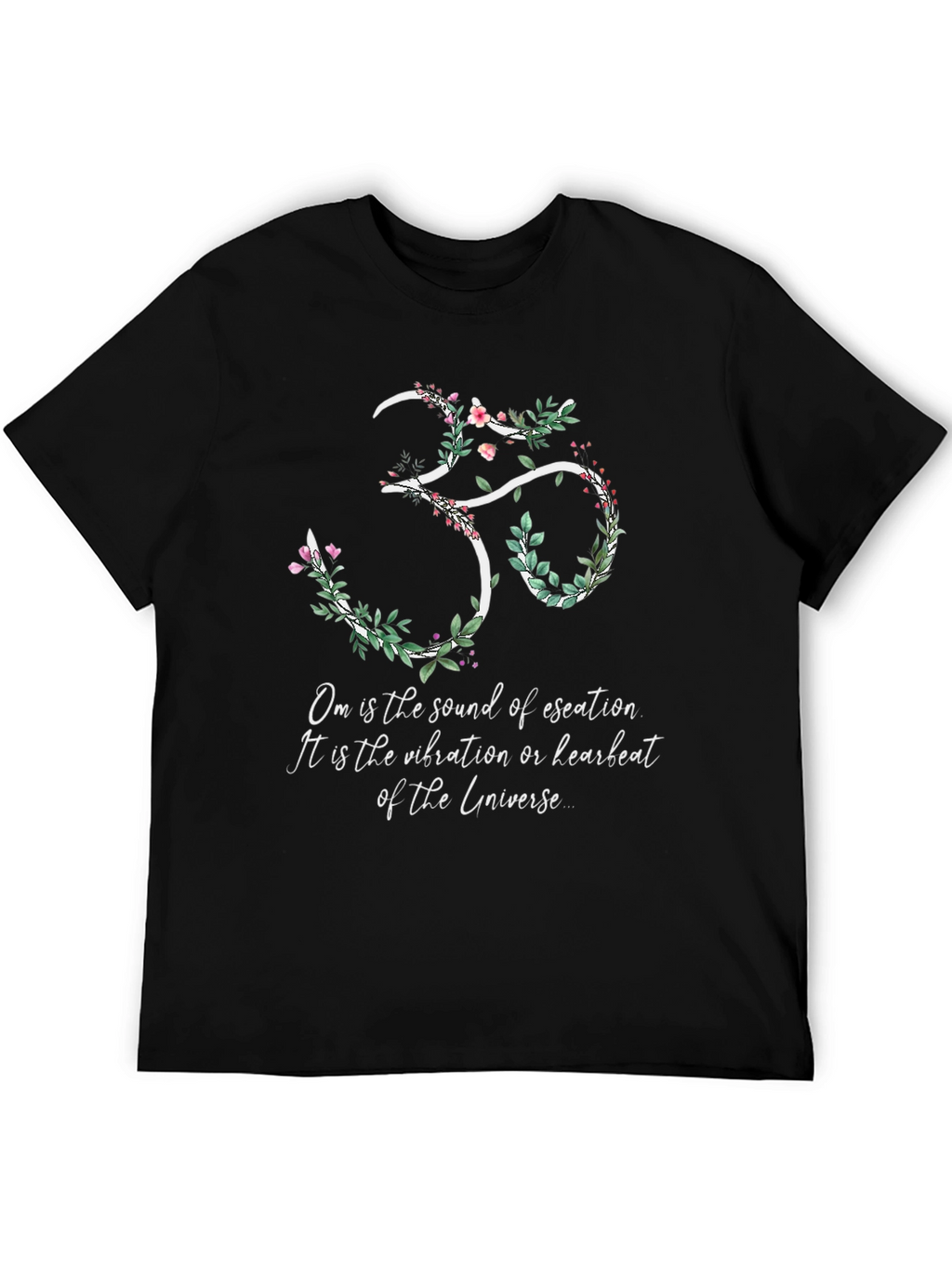 Om Universe Vibration Floral Black T-Shirt