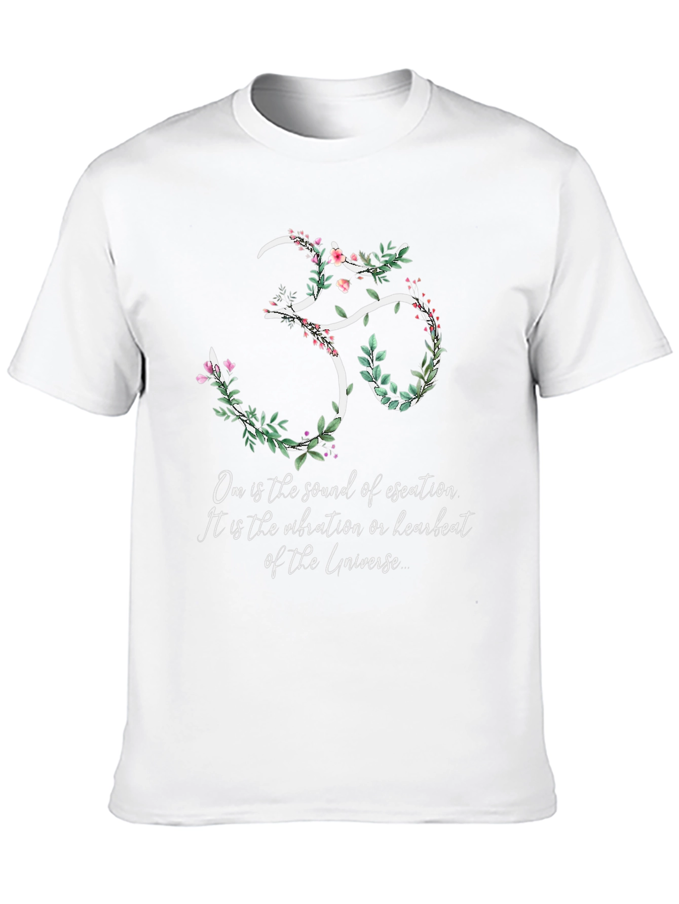 Om Universe Vibration Floral Black T-Shirt