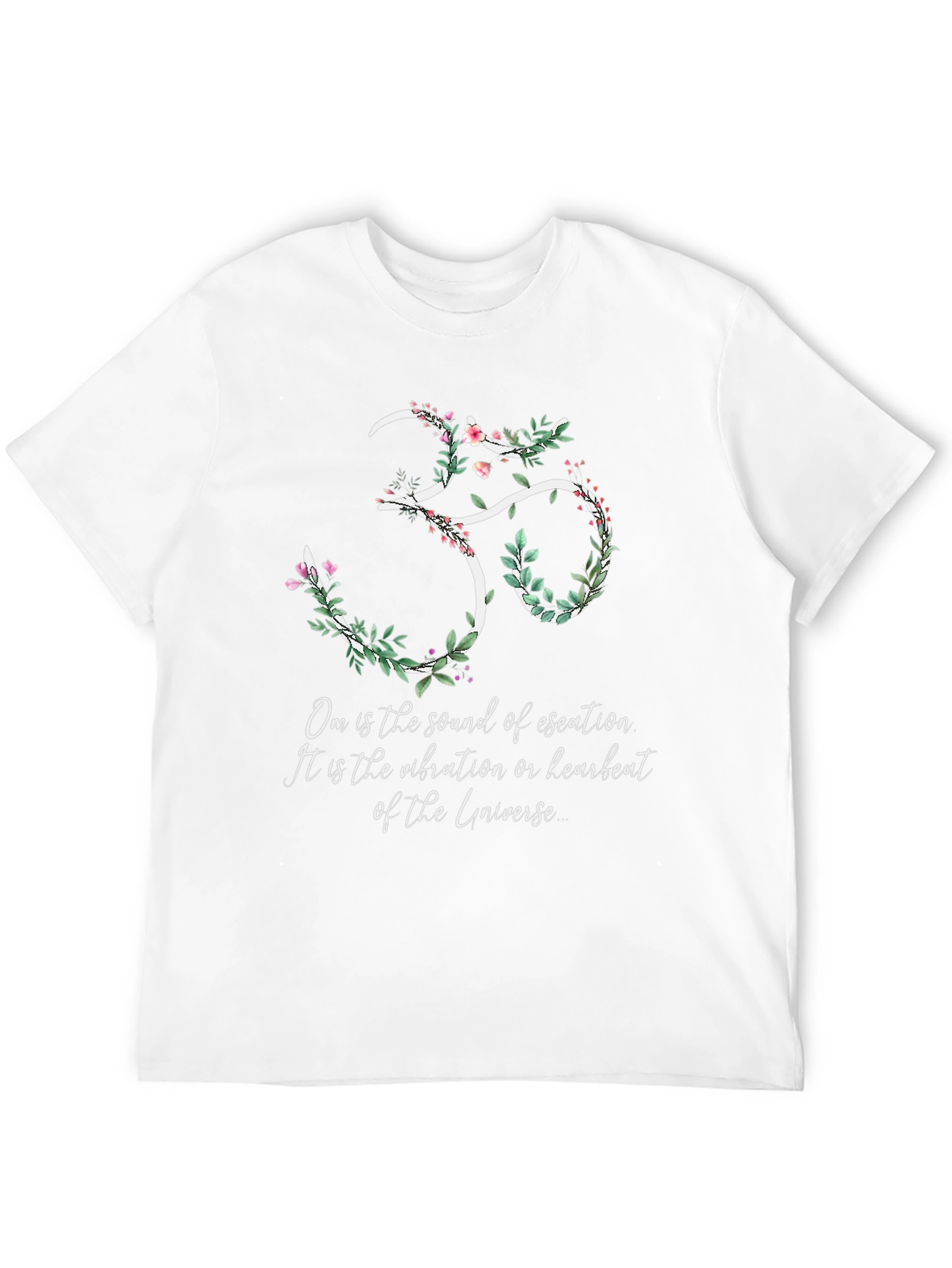 Om Universe Vibration Floral Black T-Shirt