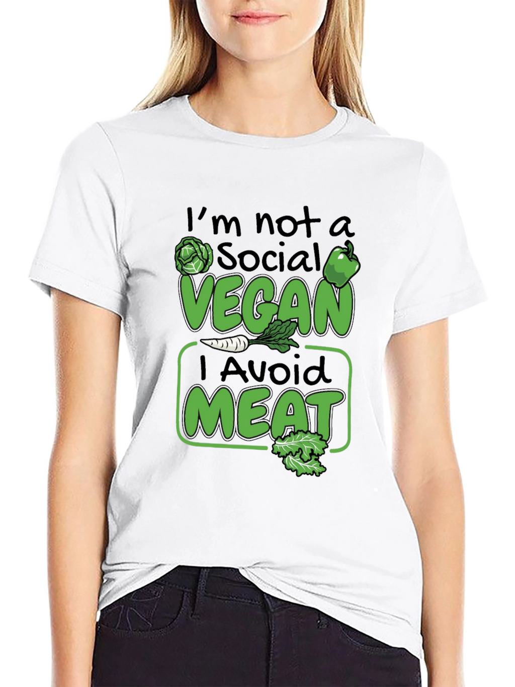 Funny Vegan Avoid Meat Graphic T-Shirt