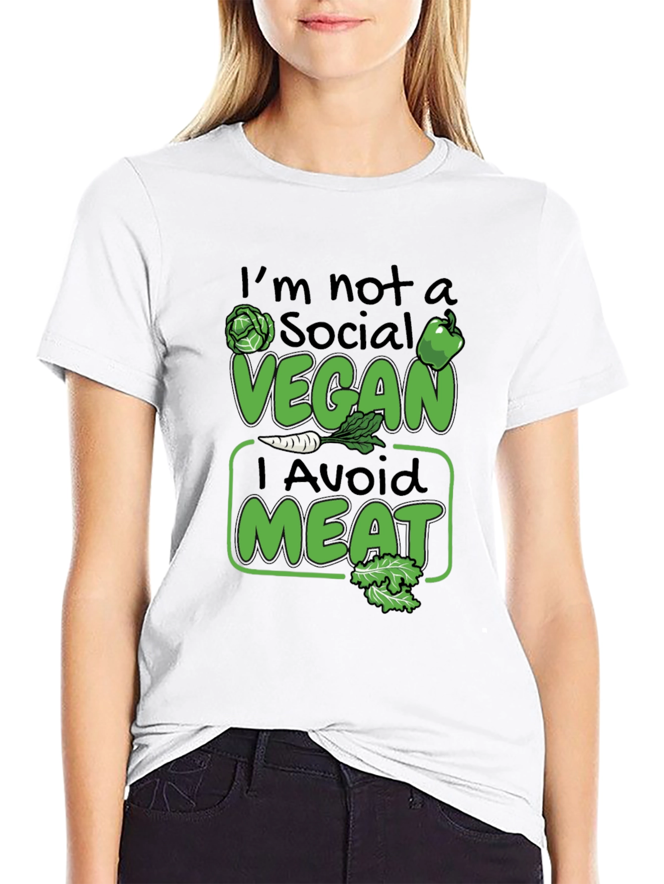 Funny Vegan Avoid Meat Graphic T-Shirt