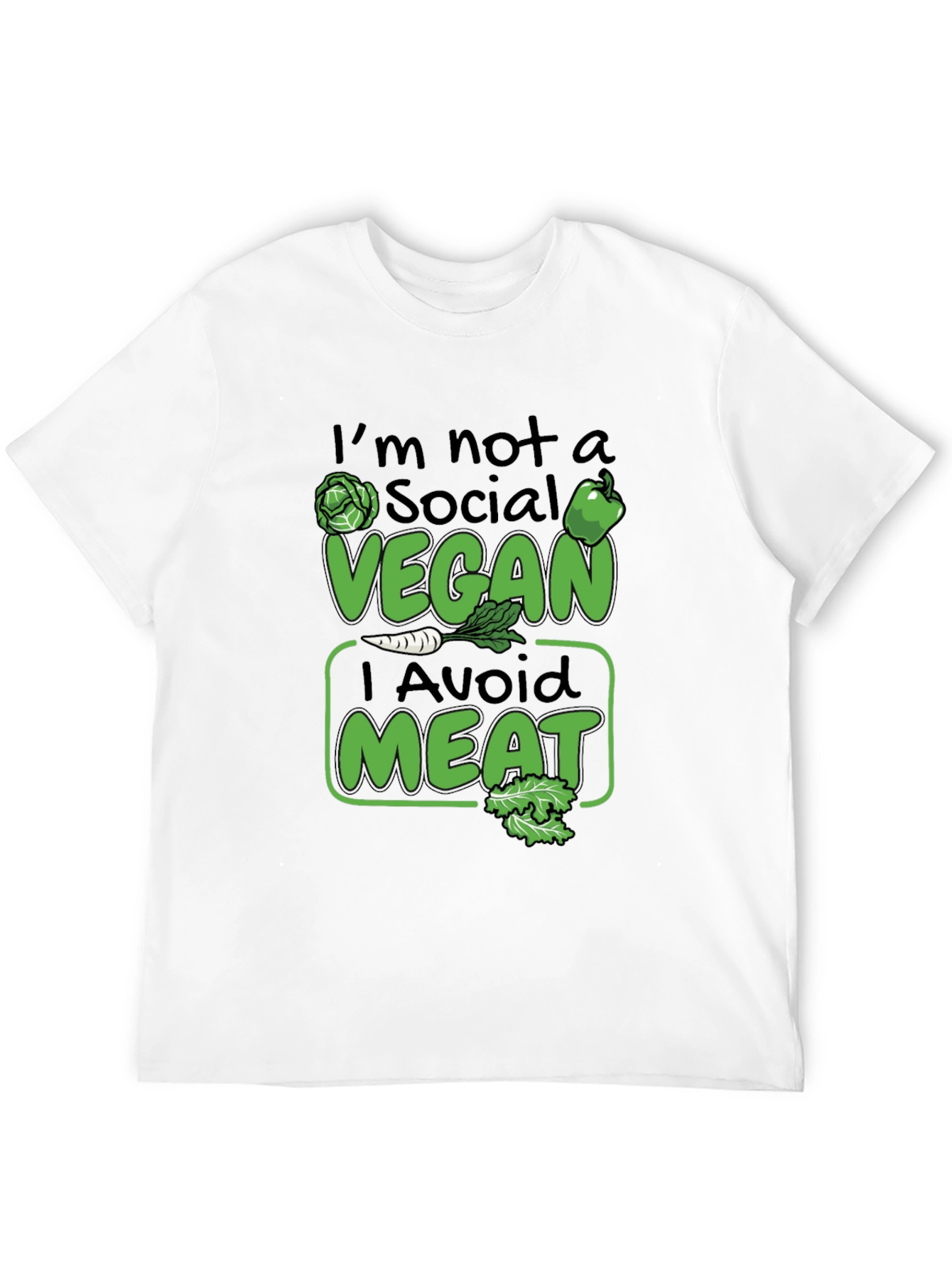 Funny Vegan Avoid Meat Graphic T-Shirt