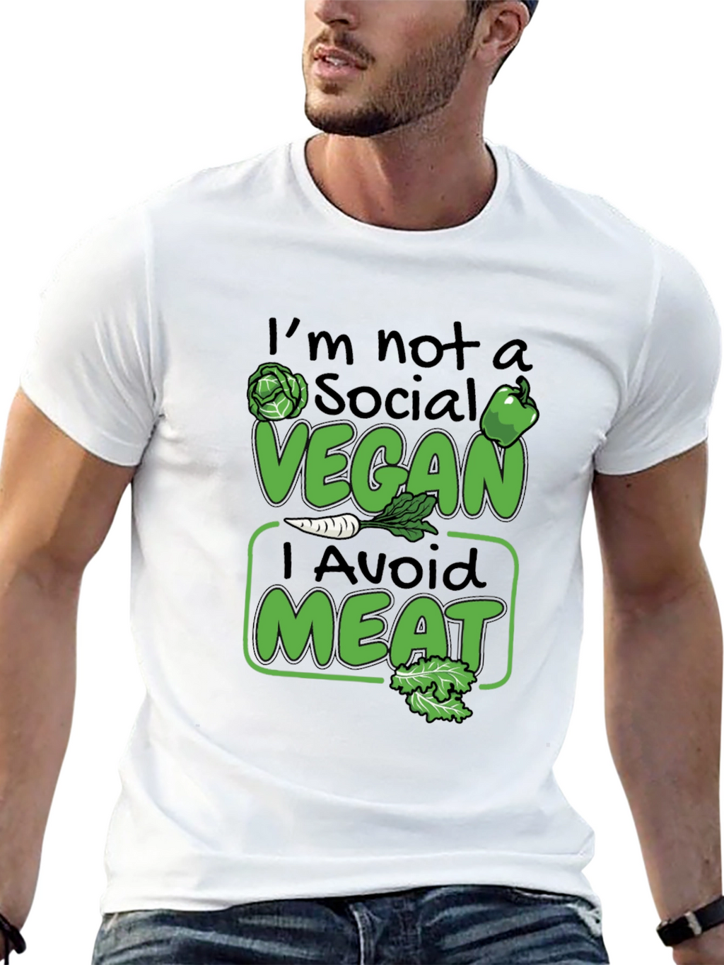 Funny Vegan Avoid Meat Graphic T-Shirt